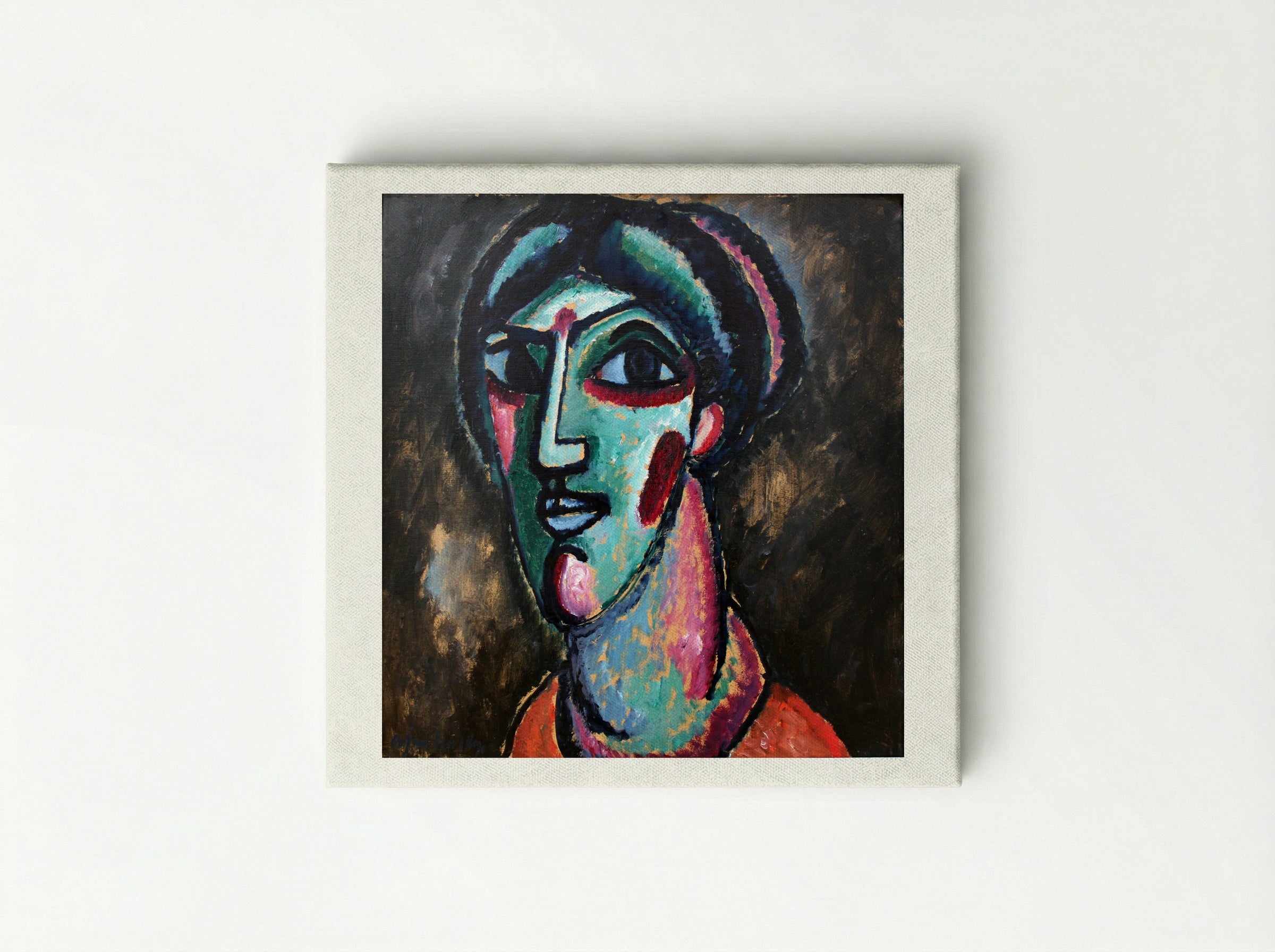 Head in Black and Green - Alexej von Jawlensky - Canvas