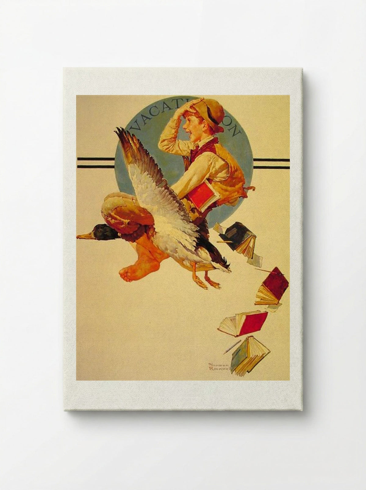 Vacation (Boy Riding a Goose) - Norman Rockwell - Canvas