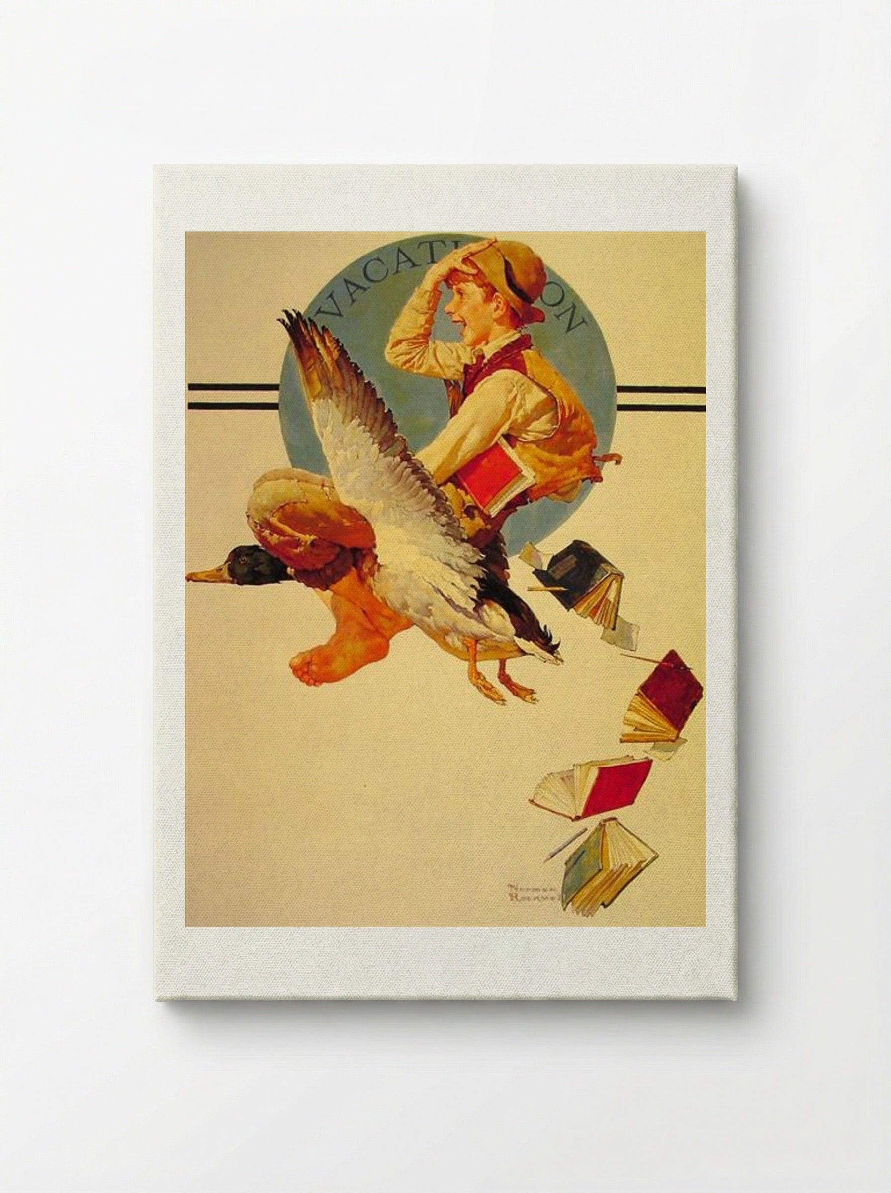 Vacation (Boy Riding a Goose) - Norman Rockwell - Canvas
