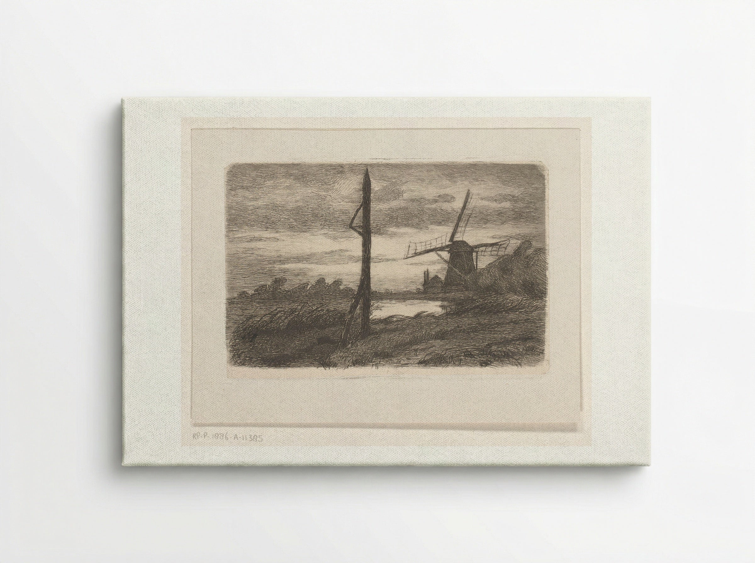 Riviergezicht met molen - Wilhelmus Johannes Steenhoff - Canvas