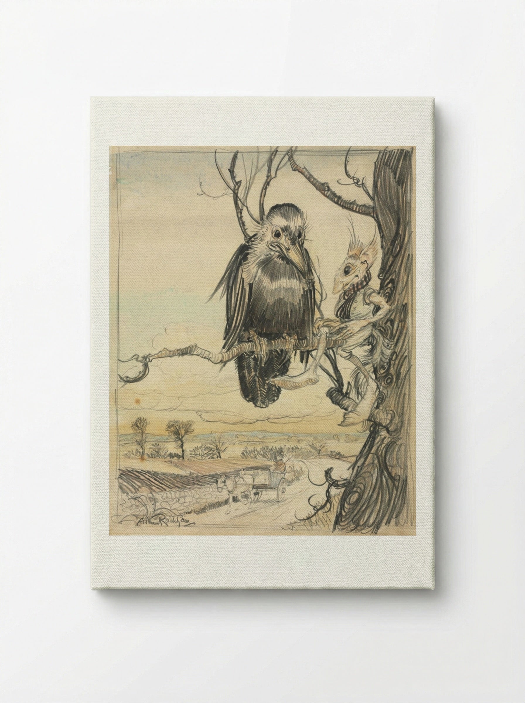 A Squirrel and a Crow - Arthur Rackham - Canvas