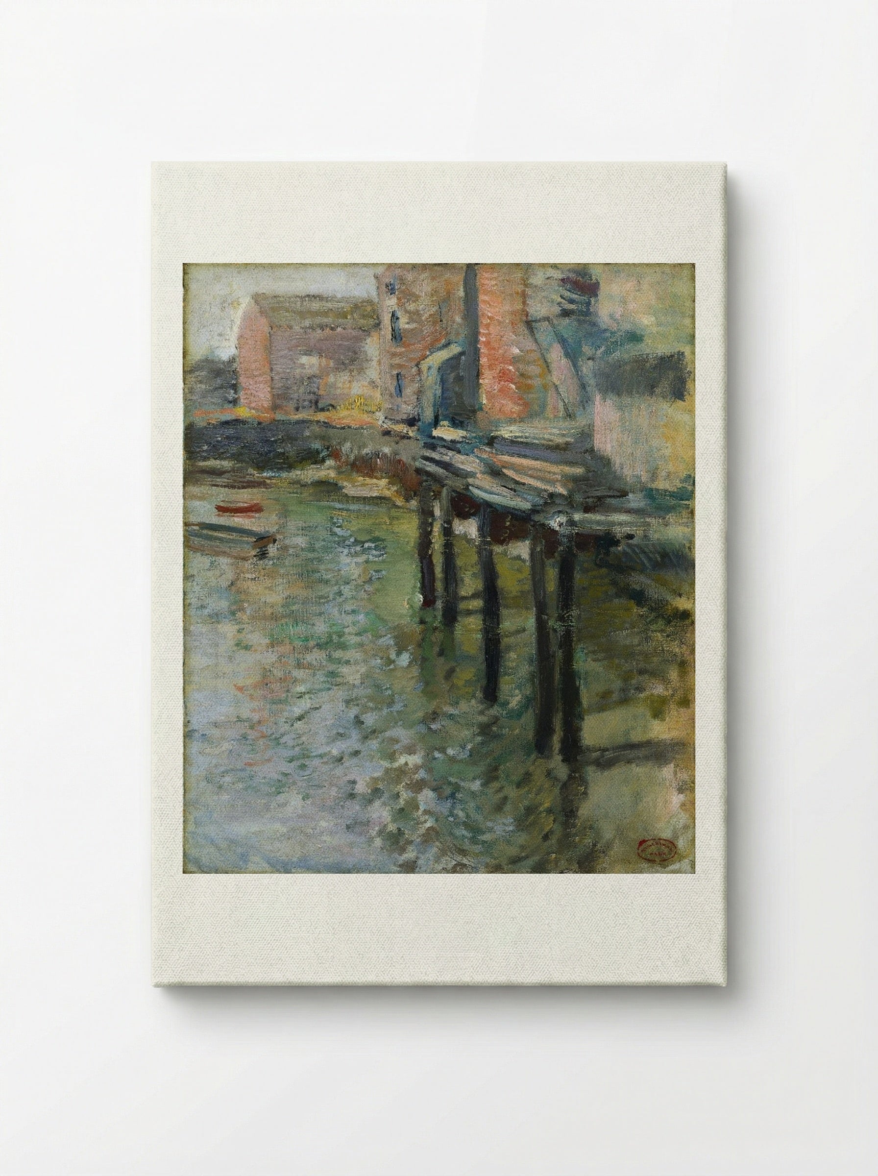 Deserted Wharf (The Old Mill at Cos Cob) - John Henry Twachtman - Canvas
