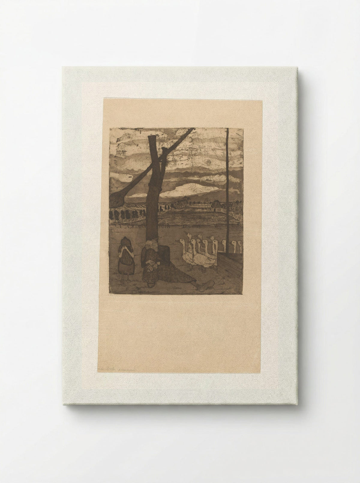 Oude vrouw en meisje treuren bij een waterput - Paula Modersohn-Becker - Canvas