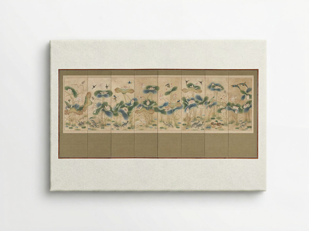 Lotuses and Birds - Unknown Artist - Canvas