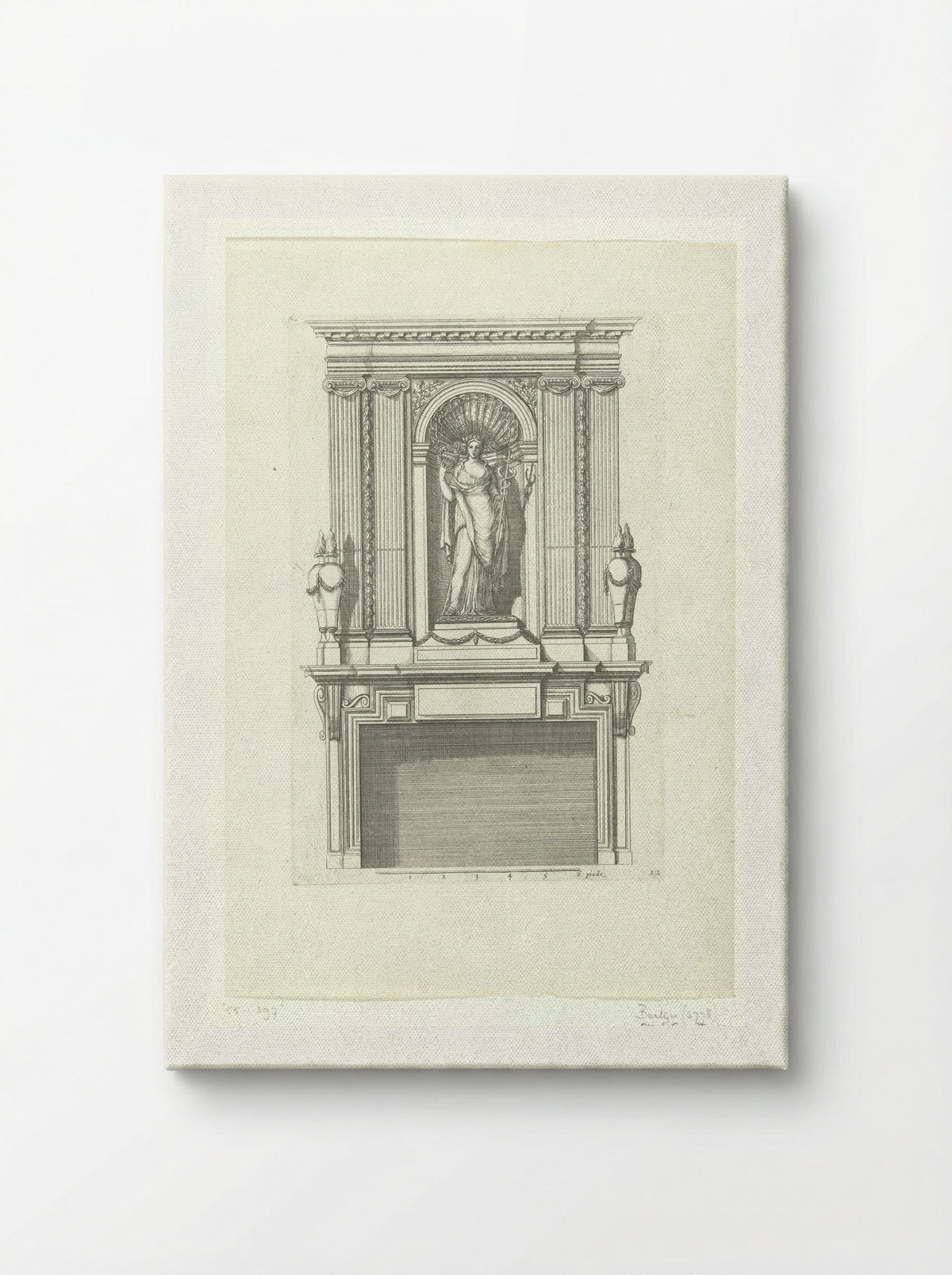 Untitled (Fireplace Design with Female Figure in a Niche) - Fine Art Print - Canvas