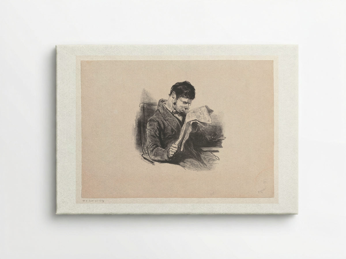 Man in a Dressing Gown, Reading the Newspaper - Paul Gavarni - Canvas