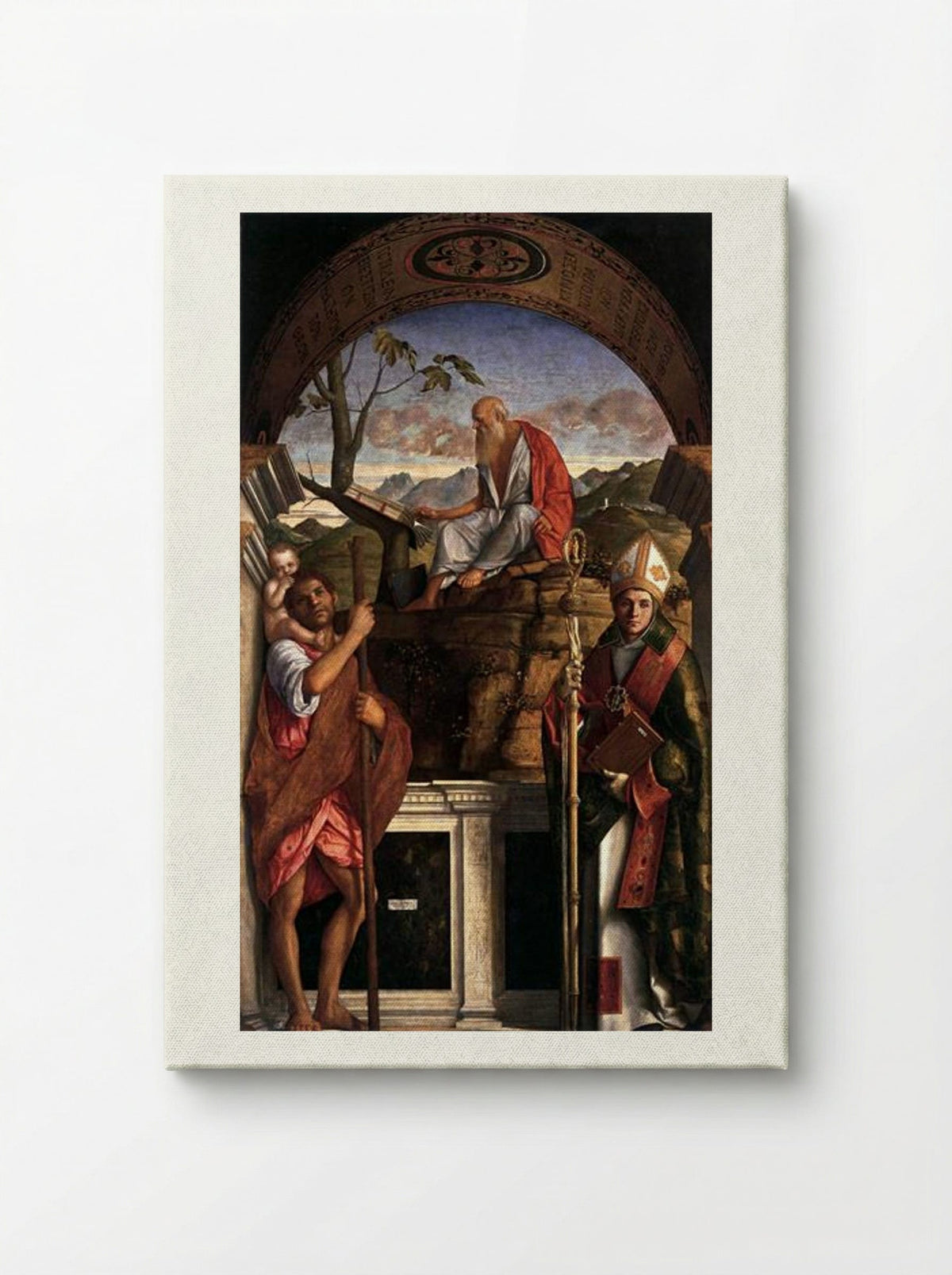 St. Jerome, St. Christopher and St. Augustine - Giovanni Bellini - Canvas