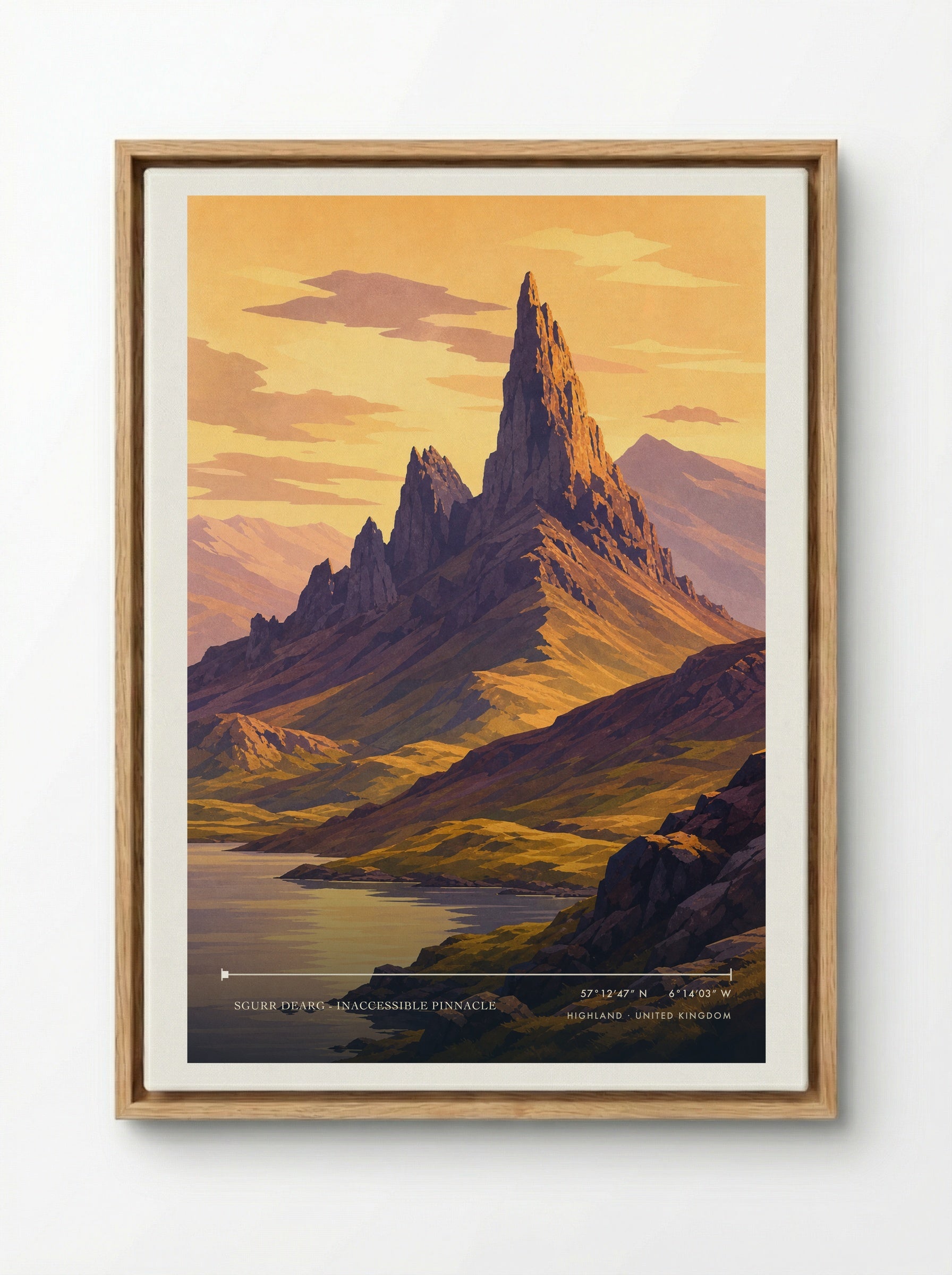 Sgurr Dearg - Inaccessible Pinnacle Highland United Kingdom Travel Poster - Framed Canvas Wood