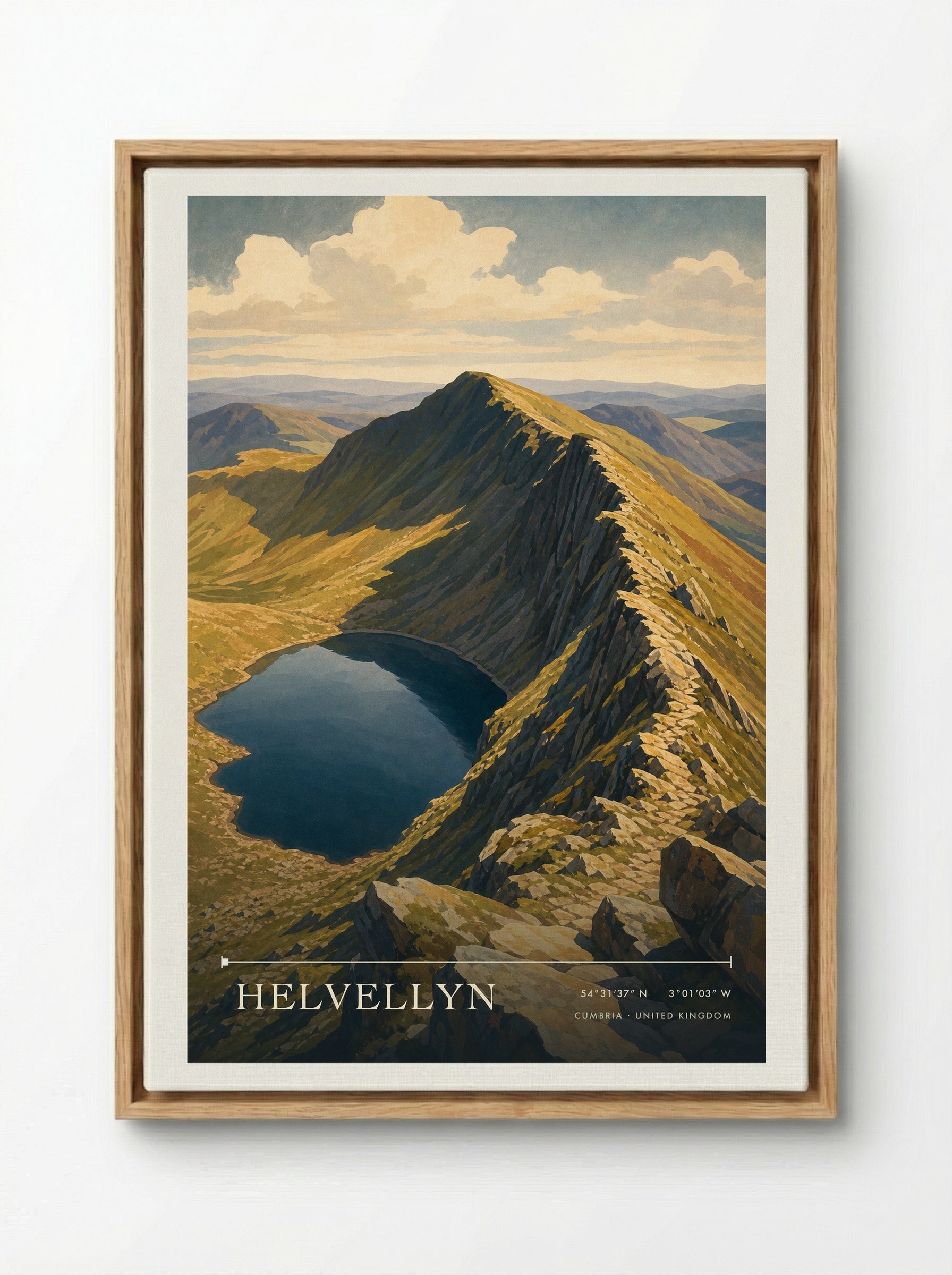 Helvellyn Cumbria United Kingdom Travel Poster - Framed Canvas Wood