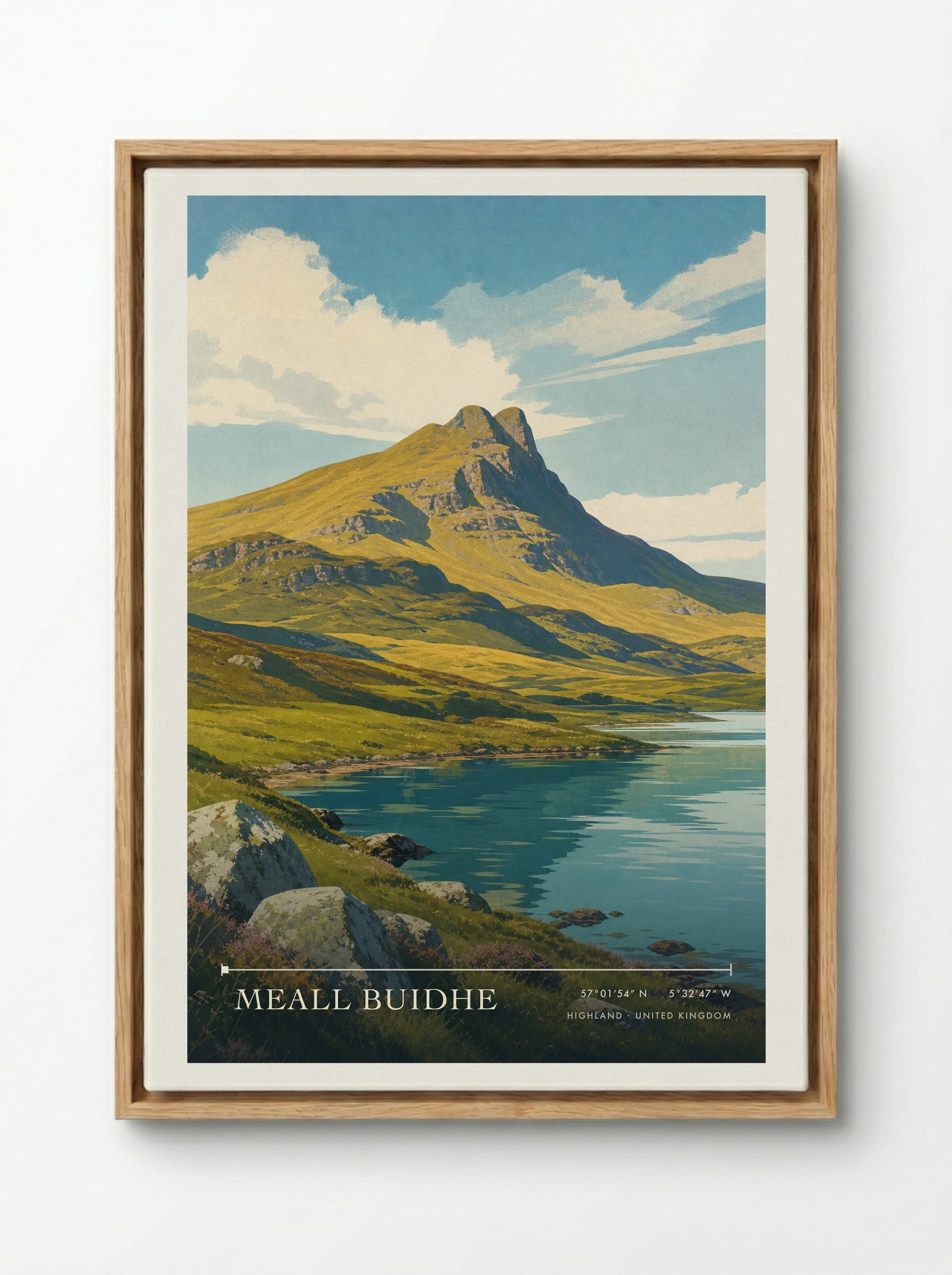Meall Buidhe Highland United Kingdom Travel Poster - Framed Canvas Wood