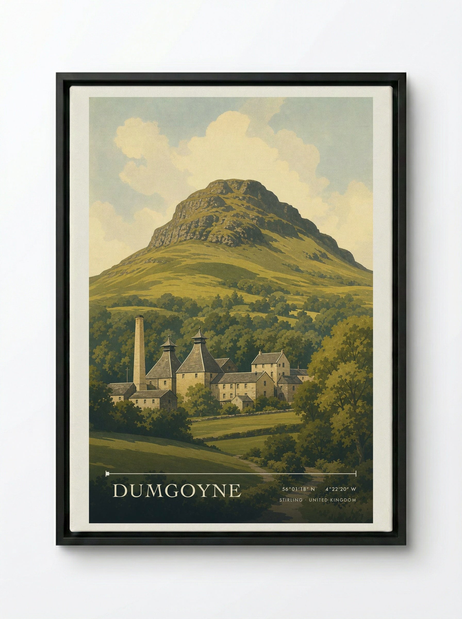 Dumgoyne Stirling United Kingdom Travel Poster - Framed Canvas Black
