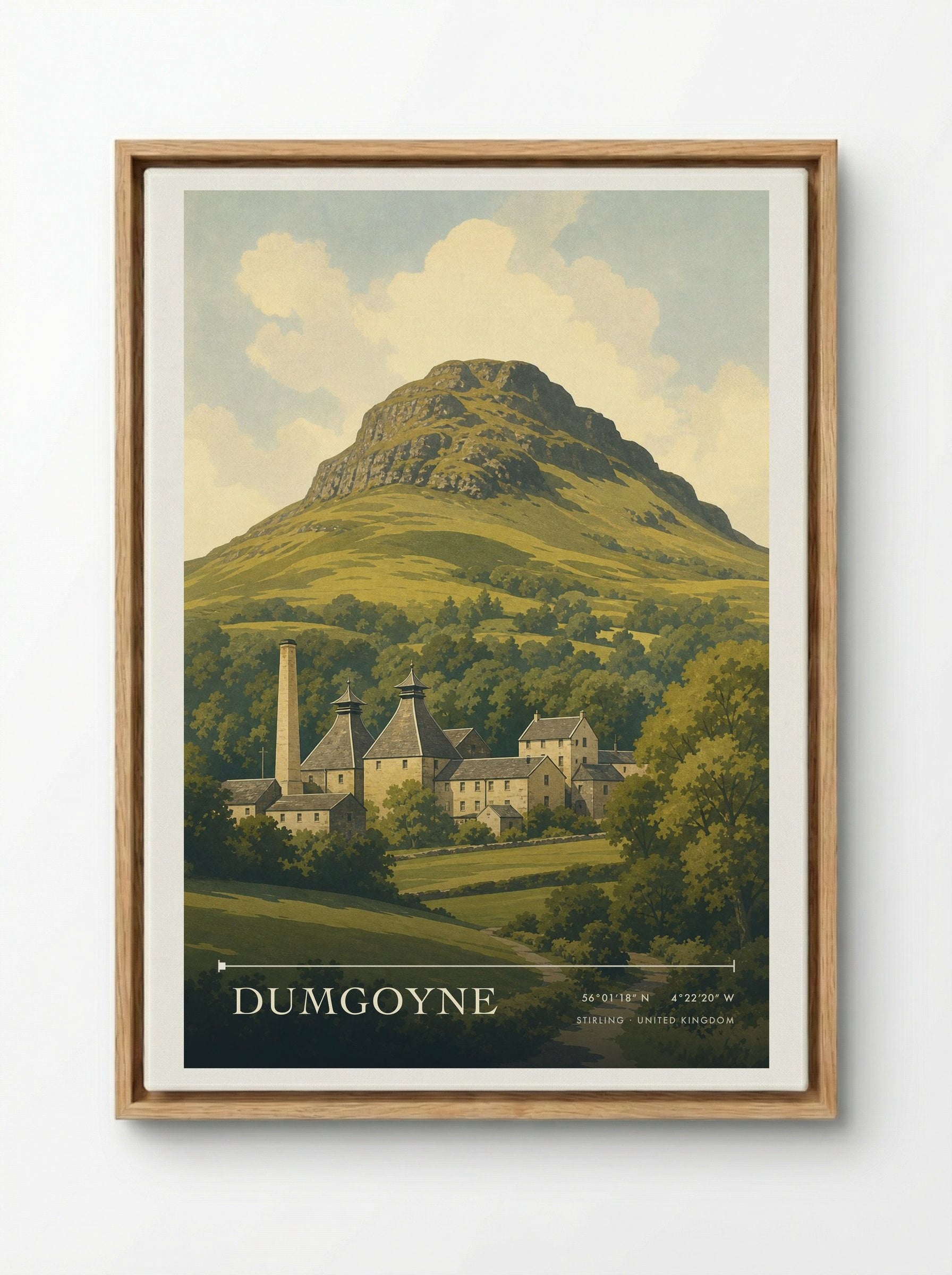 Dumgoyne Stirling United Kingdom Travel Poster - Framed Canvas Wood