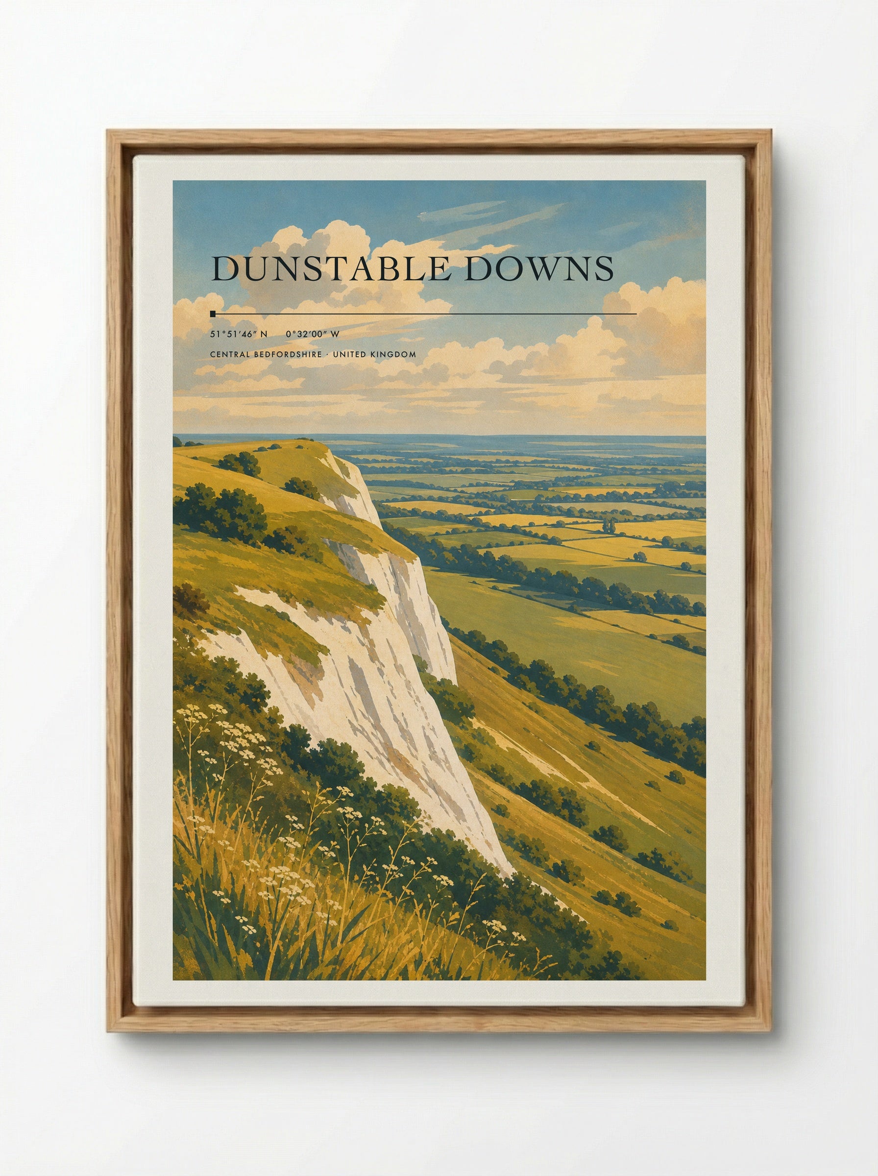 Dunstable Downs Central Bedfordshire United Kingdom Travel Poster - Framed Canvas Wood