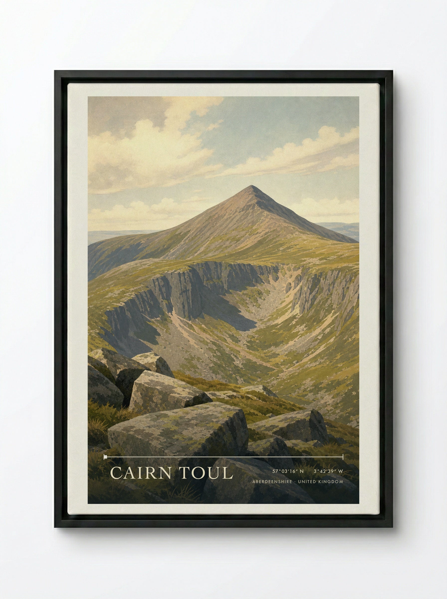 Cairn Toul Aberdeenshire United Kingdom Travel Poster - Framed Canvas Black