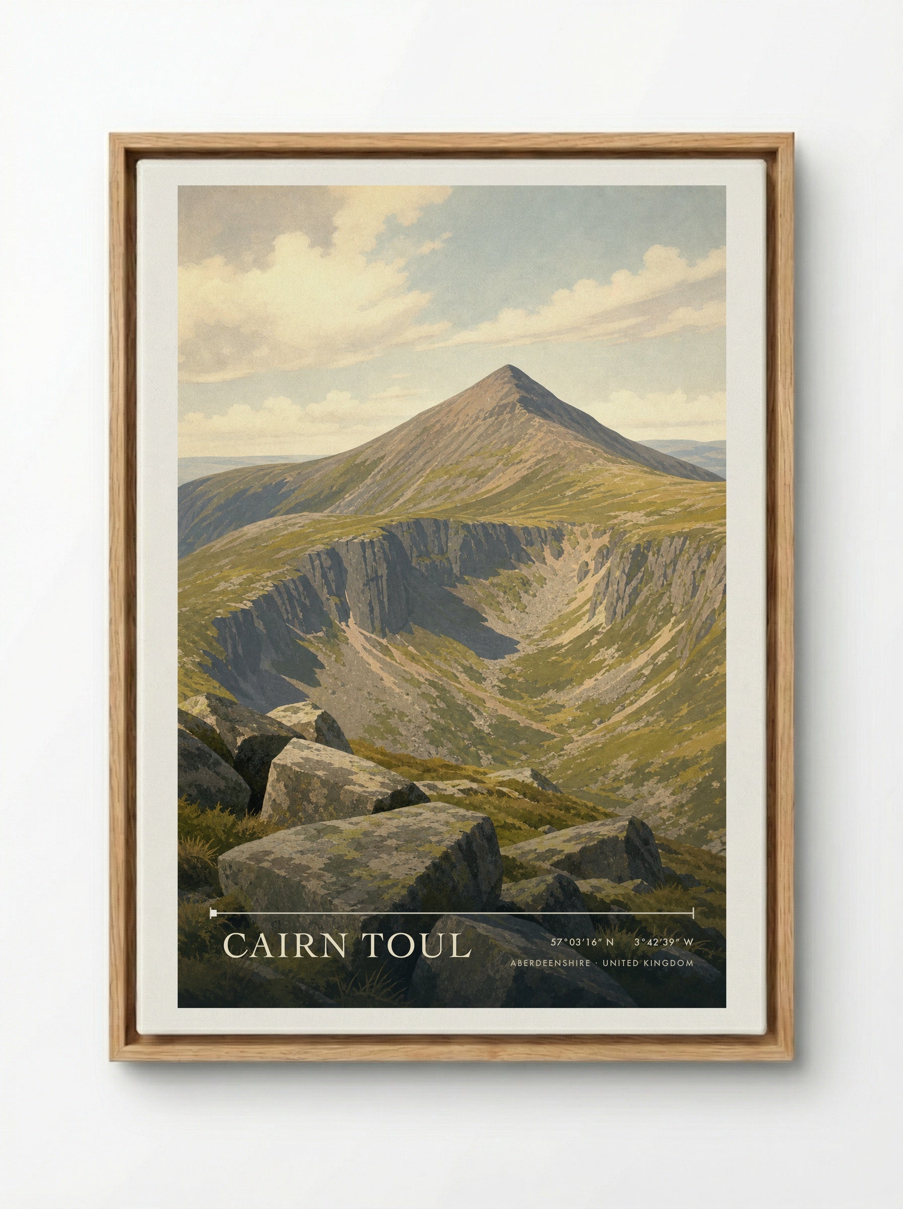 Cairn Toul Aberdeenshire United Kingdom Travel Poster - Framed Canvas Wood