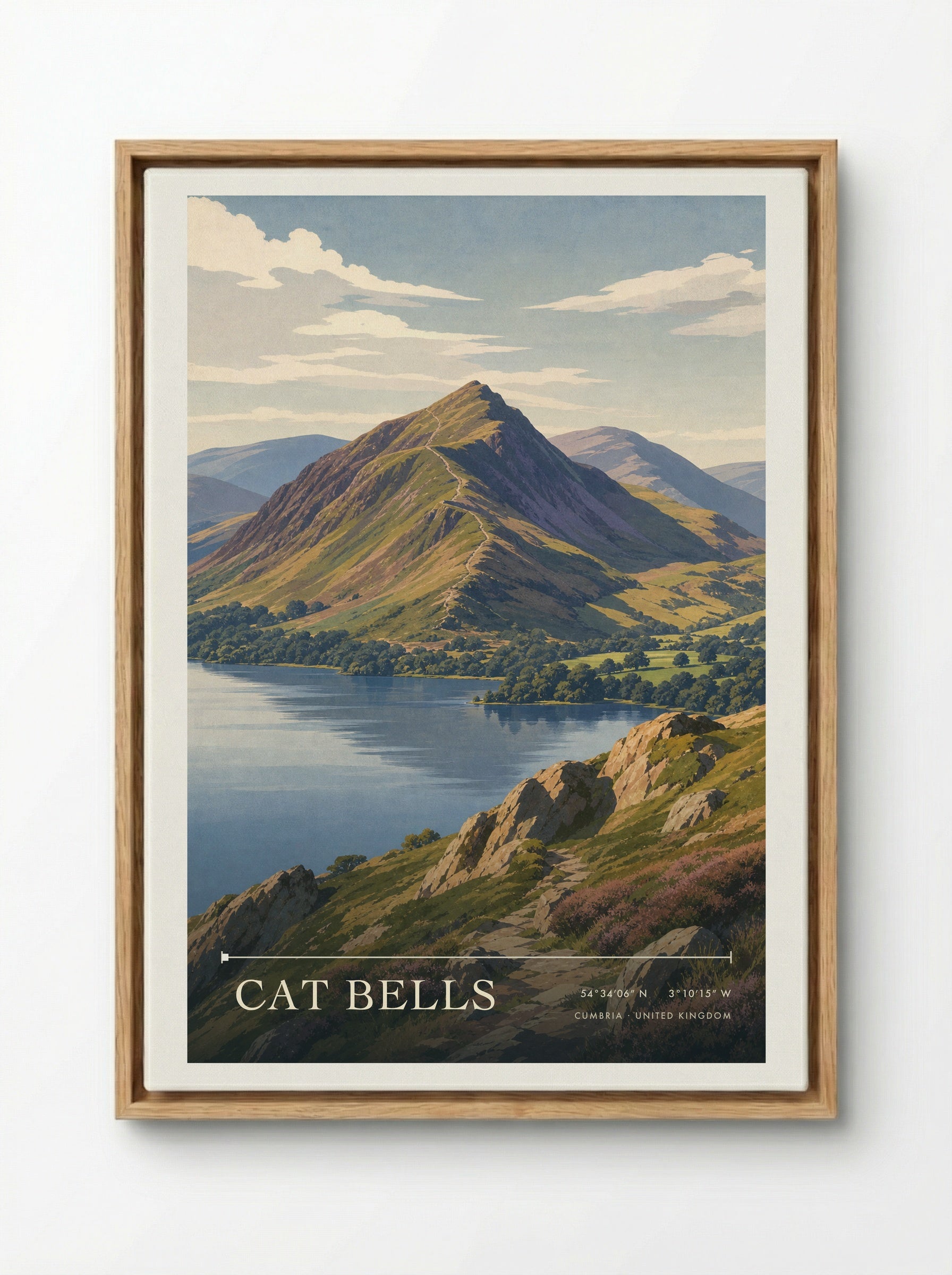 Cat Bells Cumbria United Kingdom Travel Poster - Framed Canvas Wood