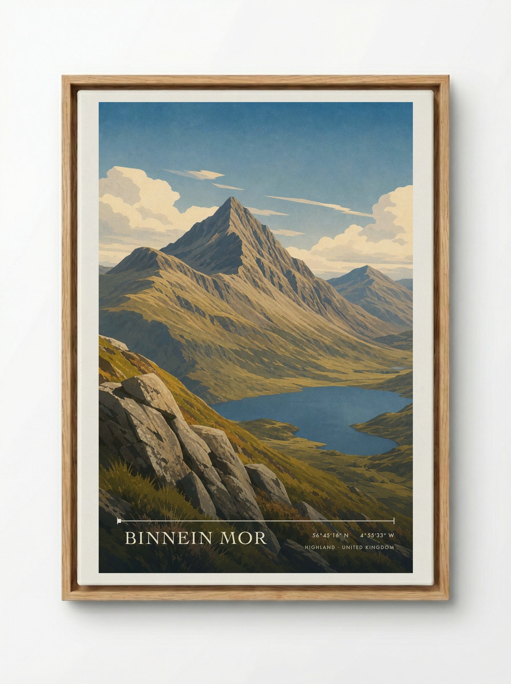 Binnein Mor Highland United Kingdom Travel Poster - Framed Canvas Wood