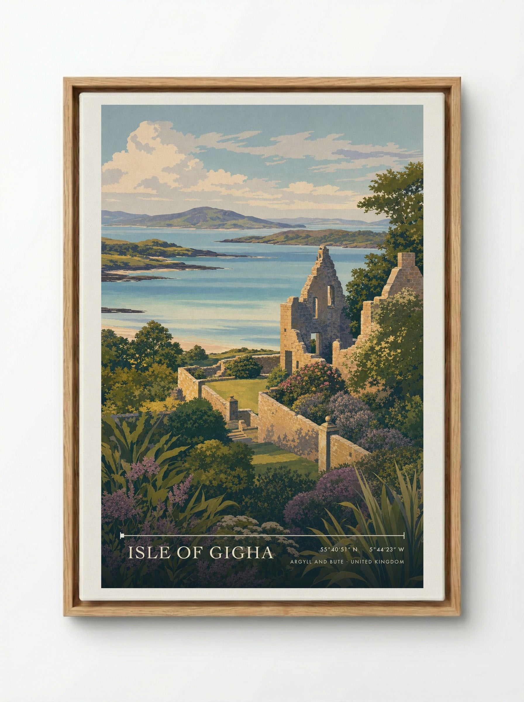 Isle of Gigha Argyll and Bute United Kingdom Travel Poster - Framed Canvas Wood