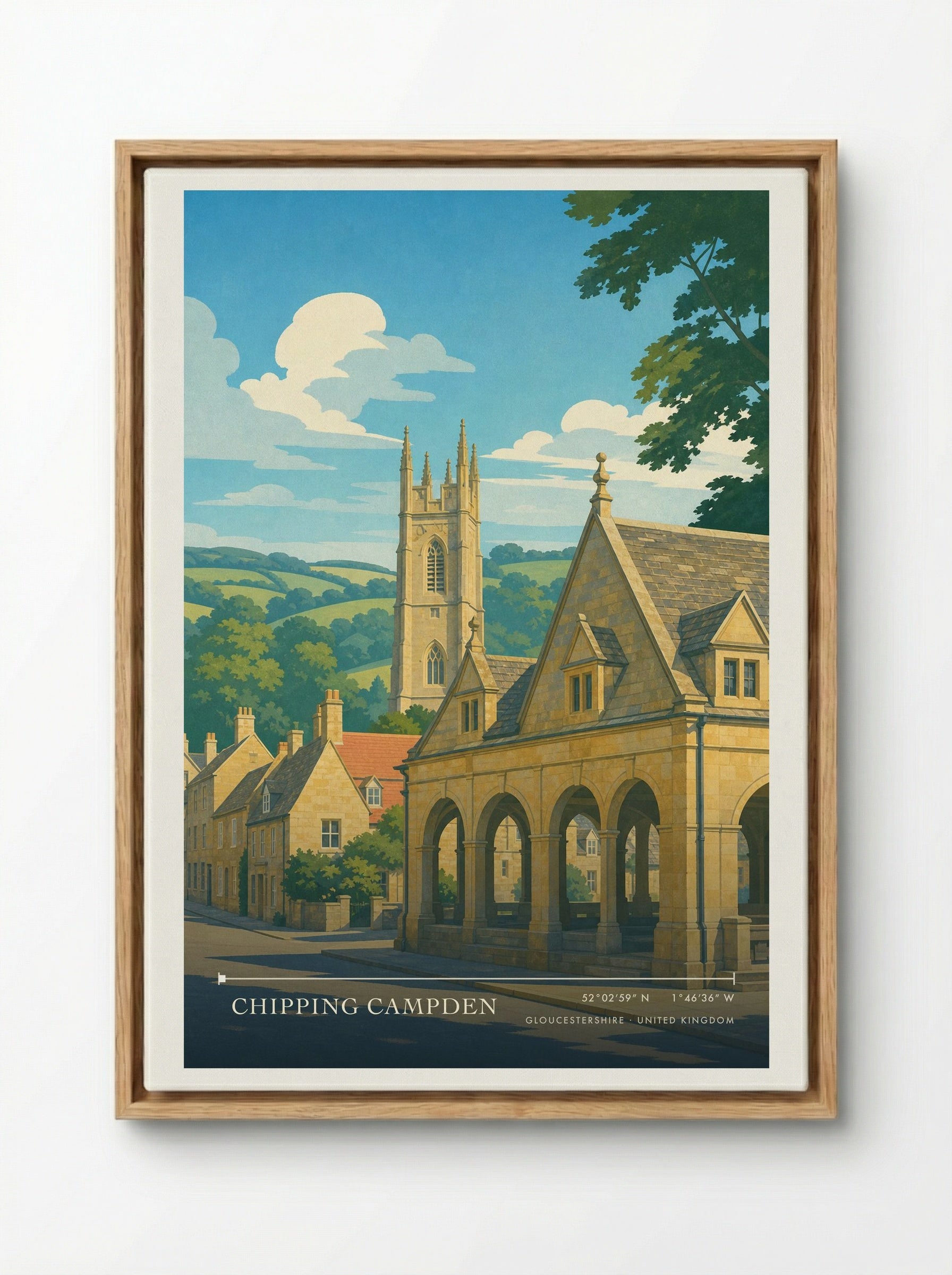 Chipping Campden Gloucestershire United Kingdom Travel Poster - Framed Canvas Wood