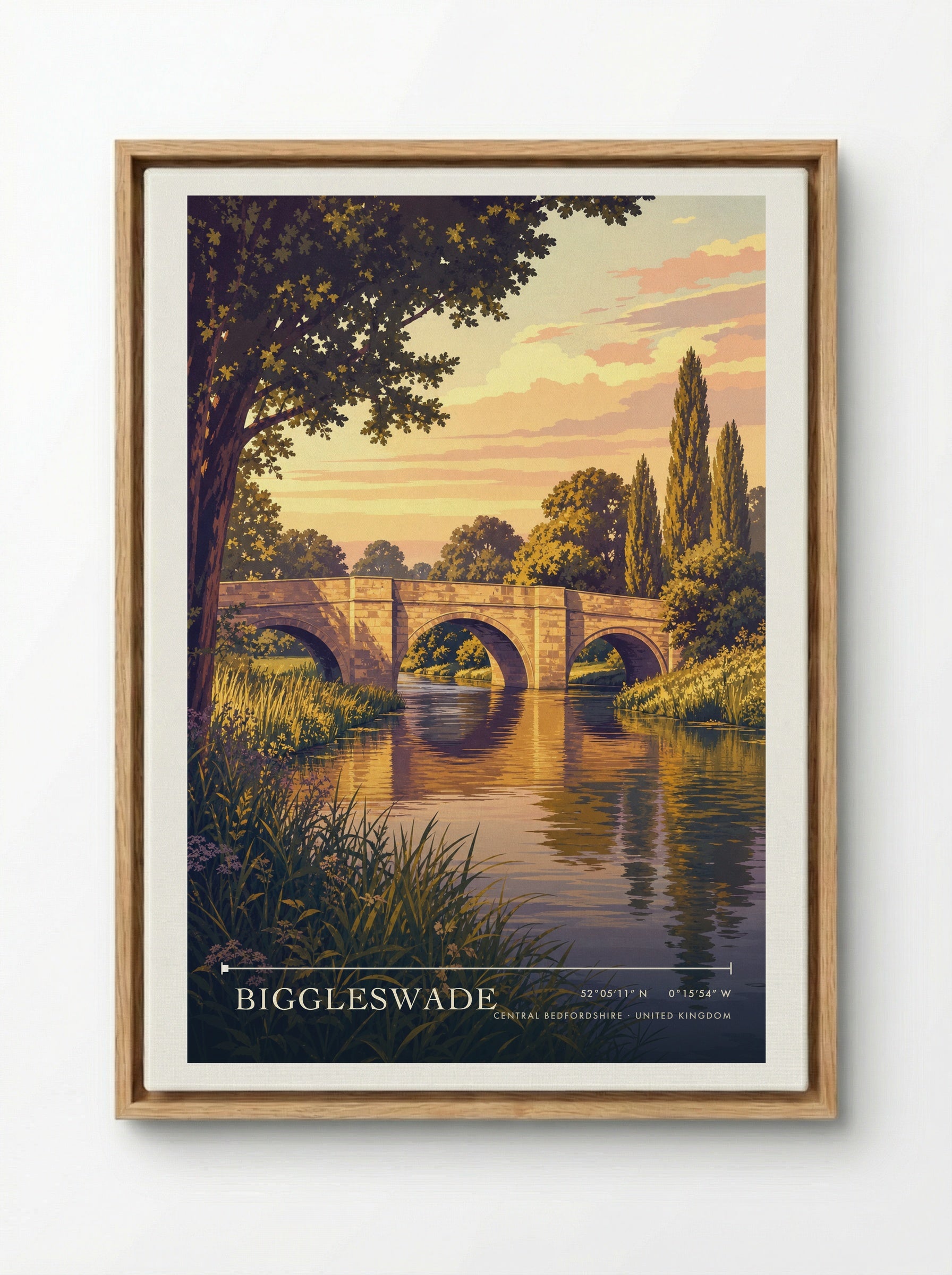 Biggleswade Central Bedfordshire United Kingdom Travel Poster - Framed Canvas Wood