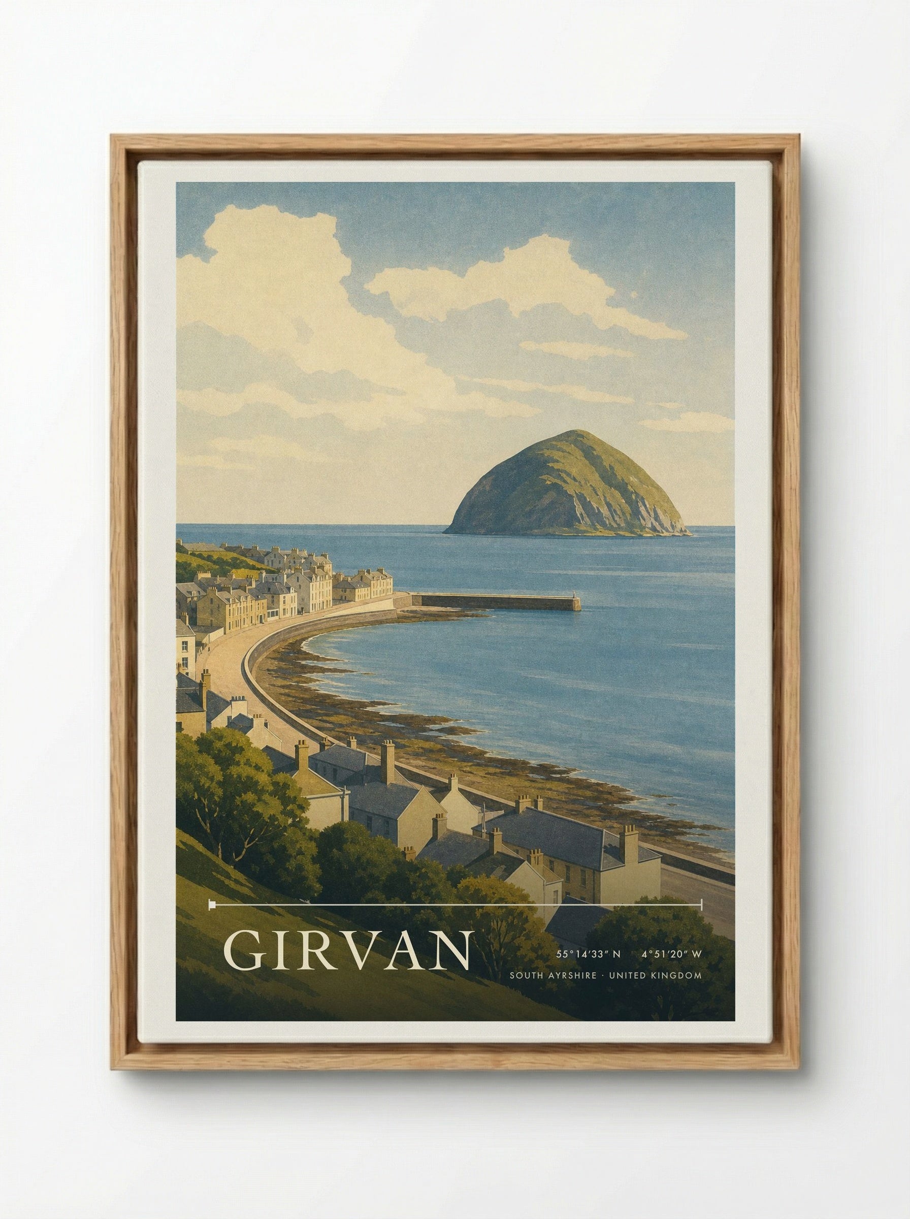 Girvan South Ayrshire United Kingdom Travel Poster - Framed Canvas Wood