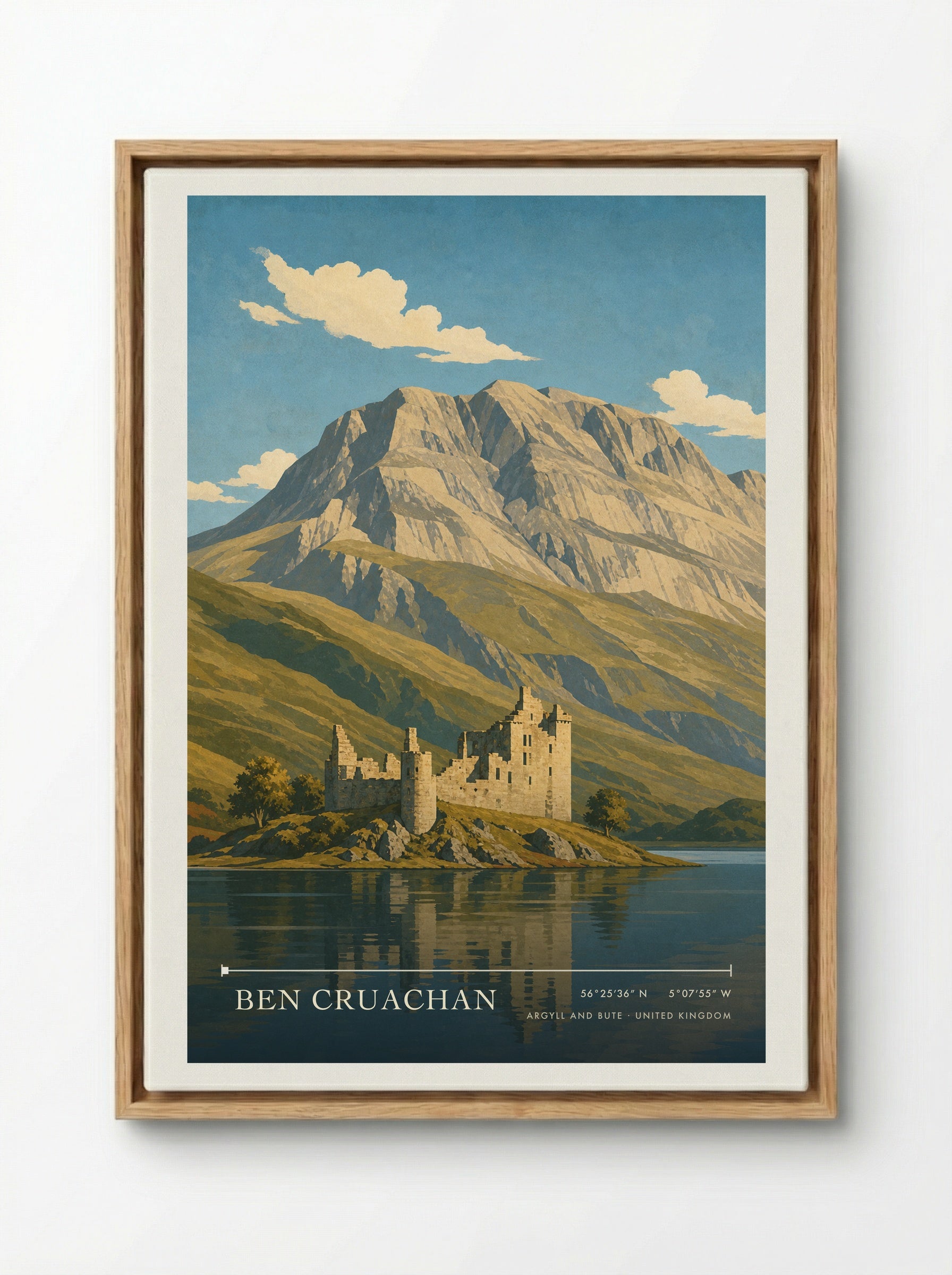 Ben Cruachan Argyll and Bute United Kingdom Travel Poster - Framed Canvas Wood
