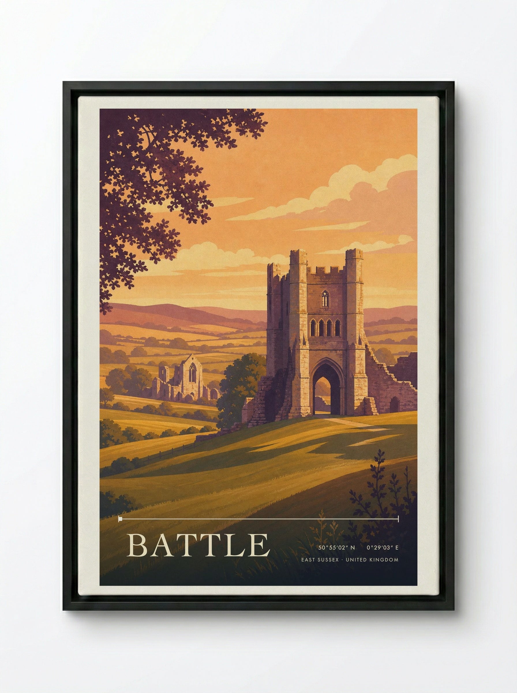 Battle East Sussex United Kingdom Travel Poster - Framed Canvas Black