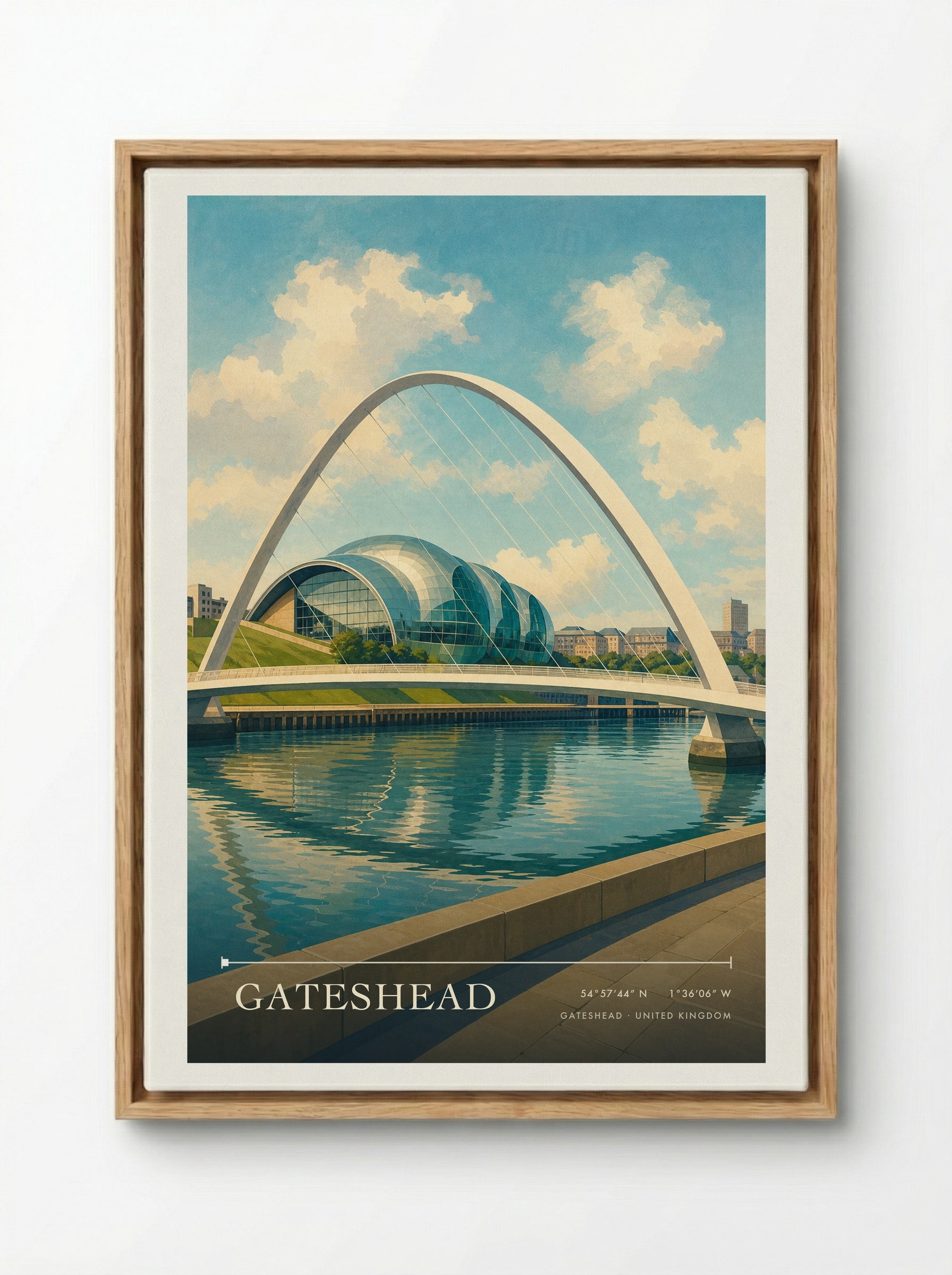Gateshead United Kingdom Travel Poster - Framed Canvas Wood