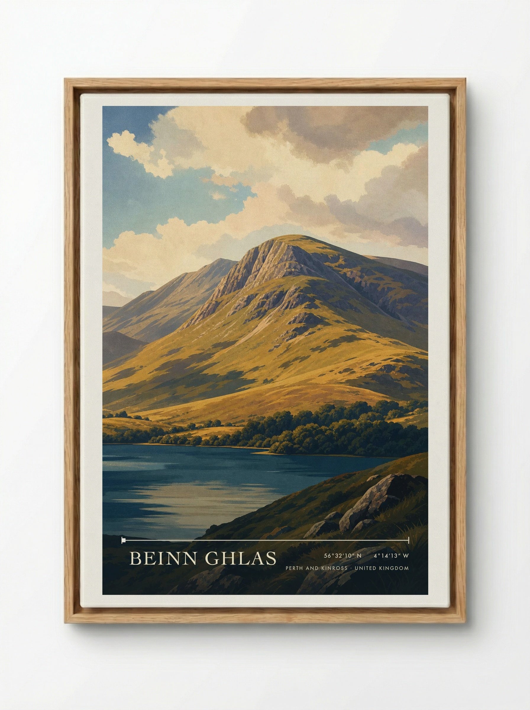 Beinn Ghlas Perth and Kinross United Kingdom Travel Poster - Framed Canvas Wood