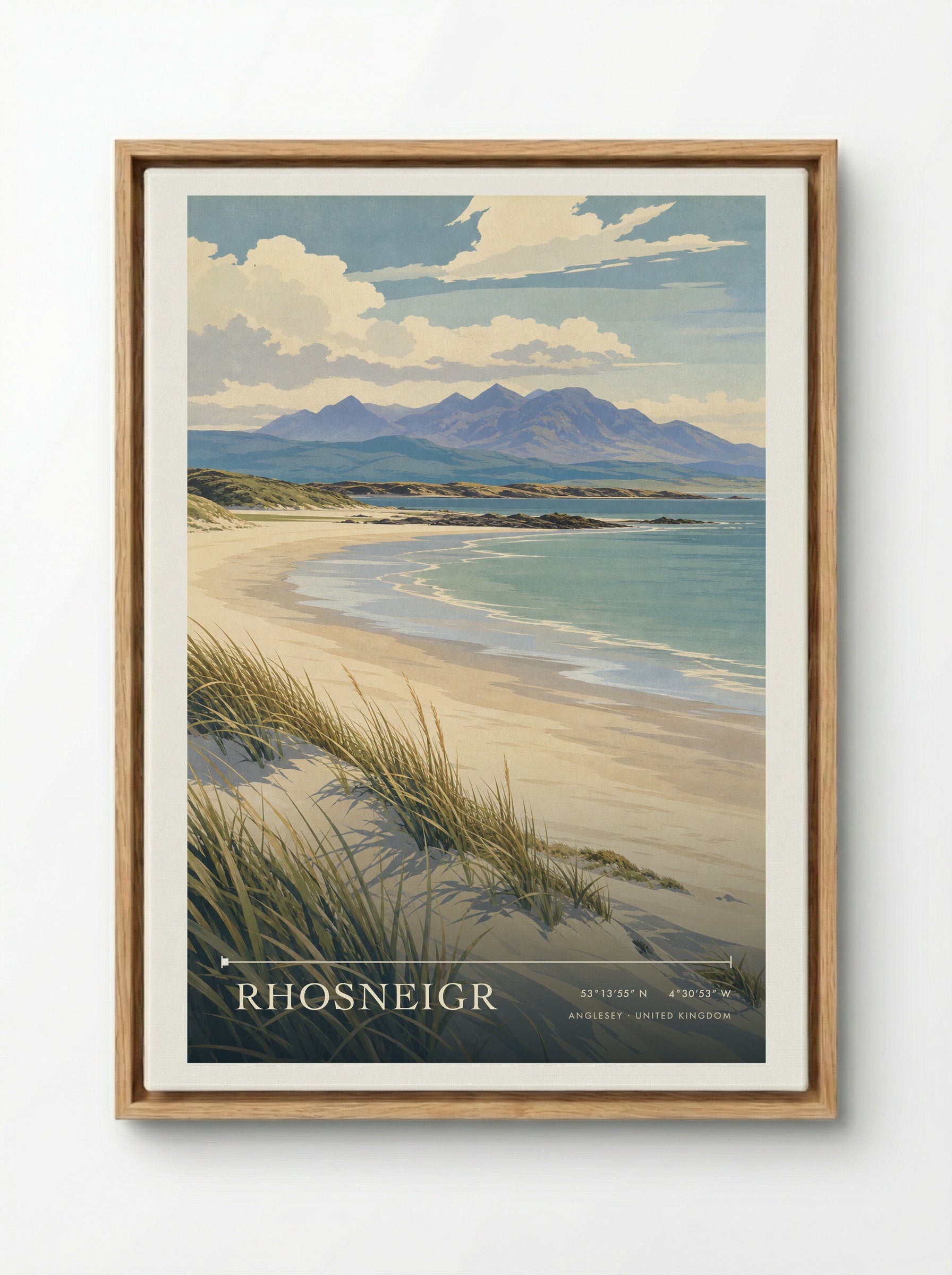 Rhosneigr Anglesey United Kingdom Travel Poster - Framed Canvas Wood
