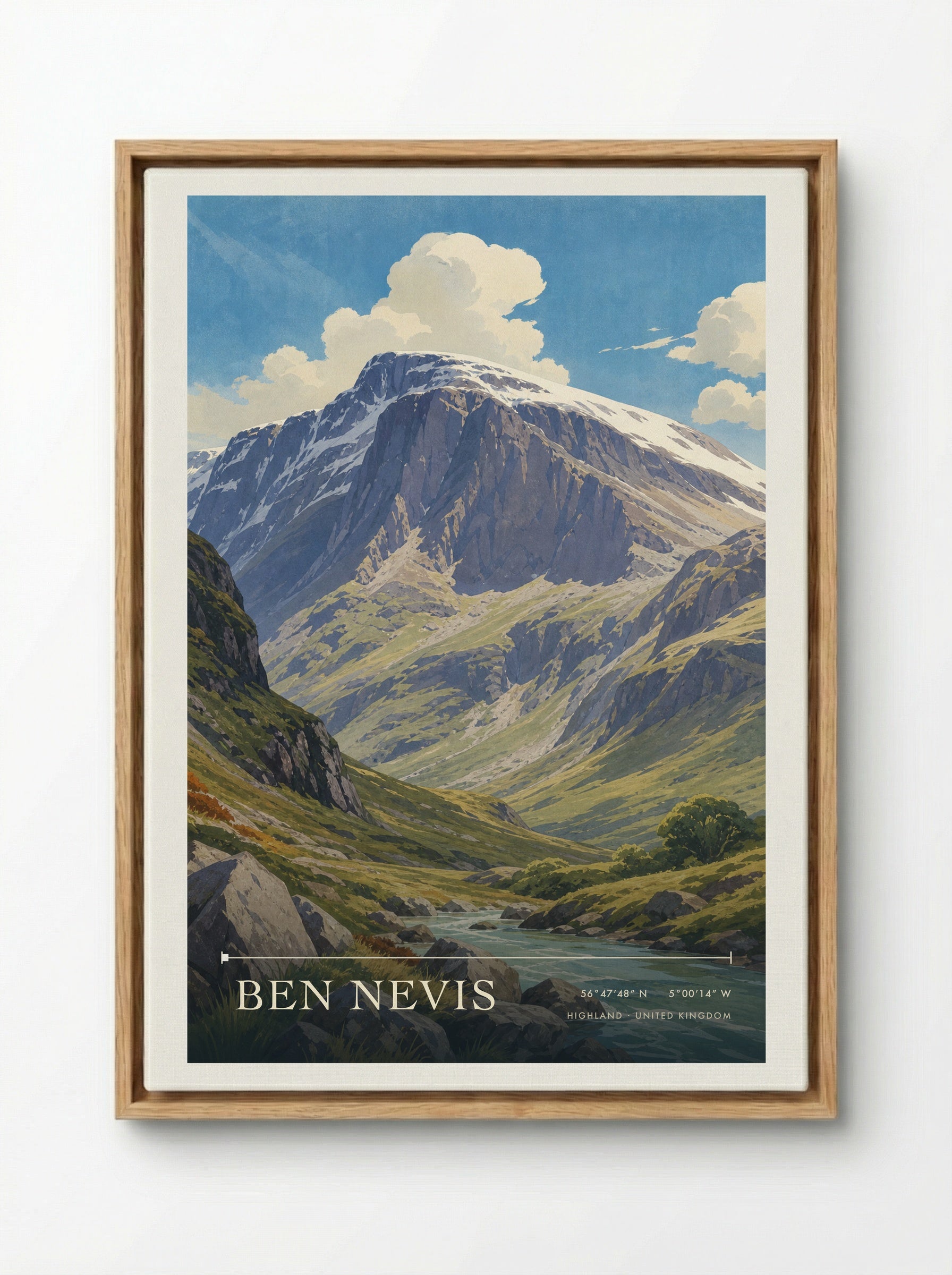 Ben Nevis Highland United Kingdom Travel Poster - Framed Canvas Wood