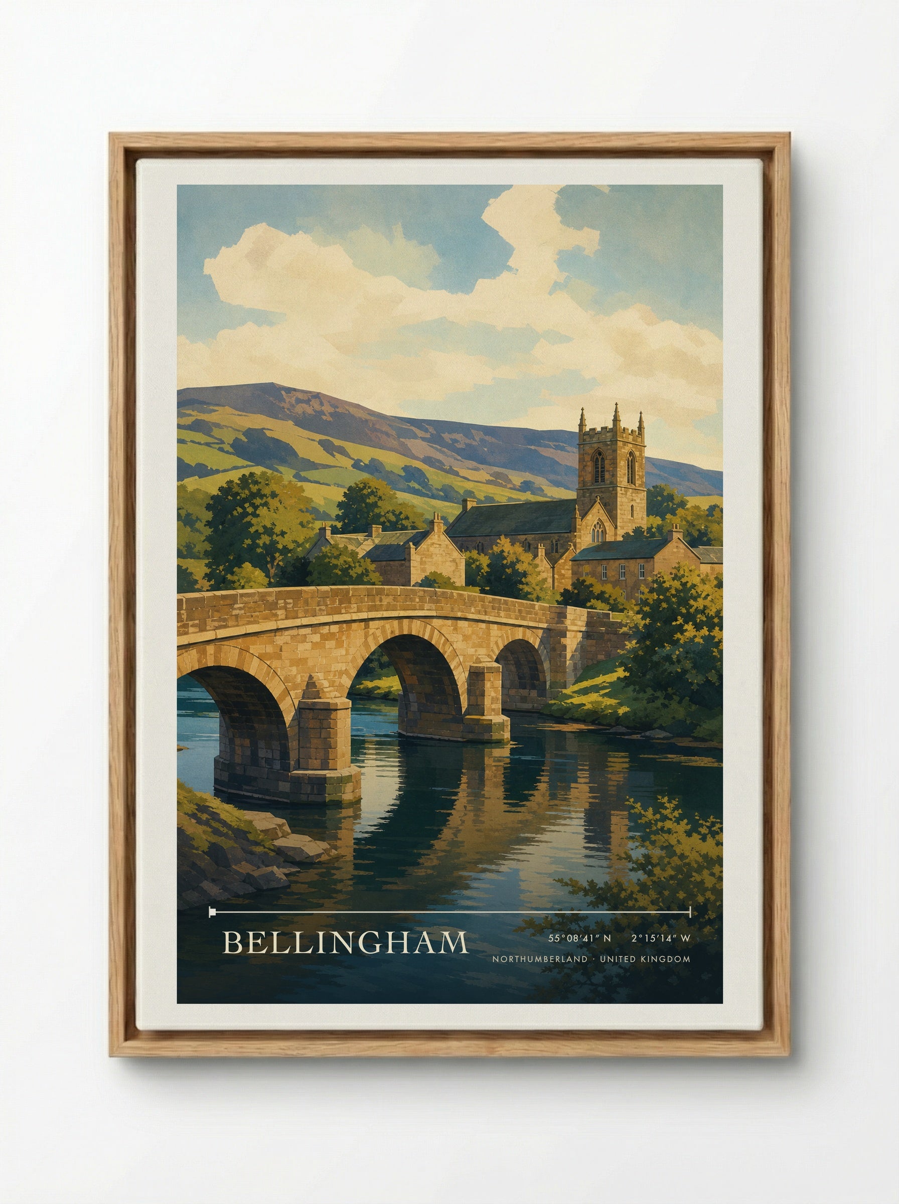 Bellingham Northumberland United Kingdom Travel Poster - Framed Canvas Wood