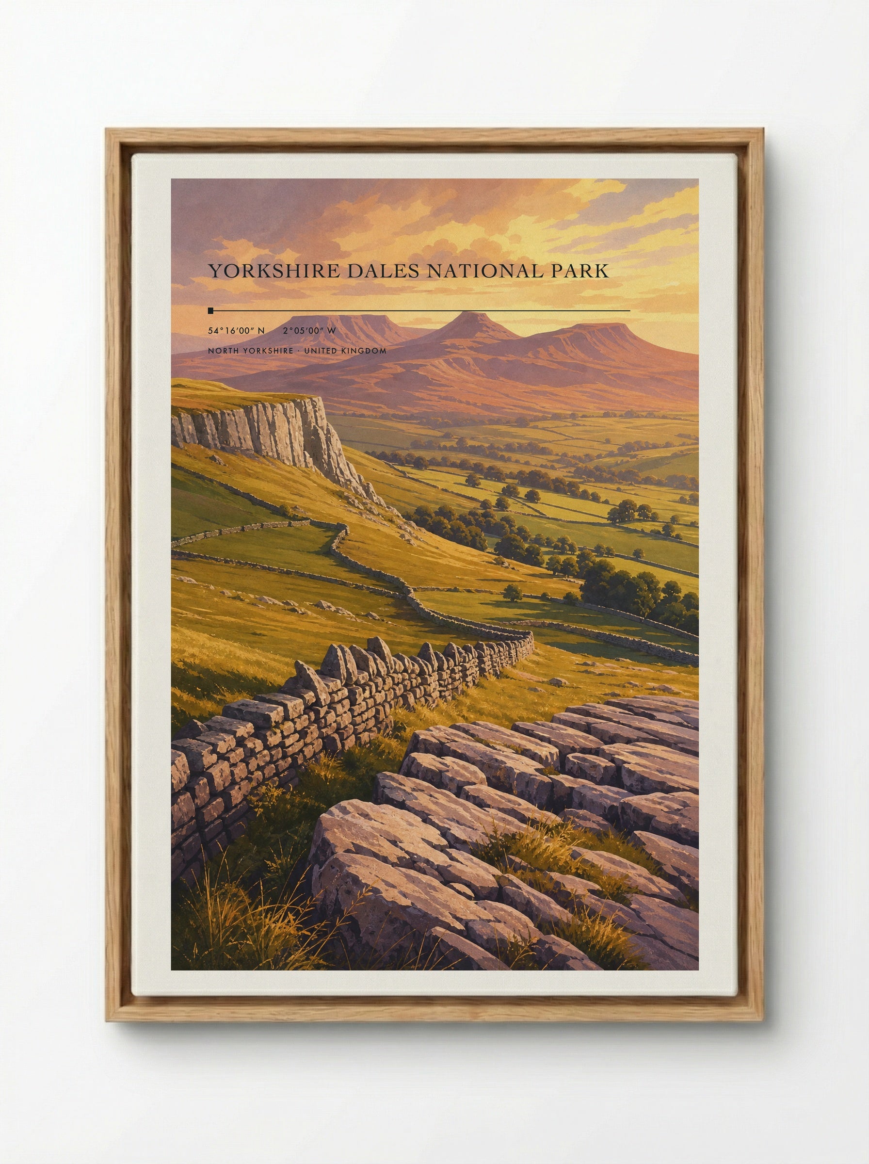 Yorkshire Dales National Park North Yorkshire United Kingdom Travel Poster - Framed Canvas Wood