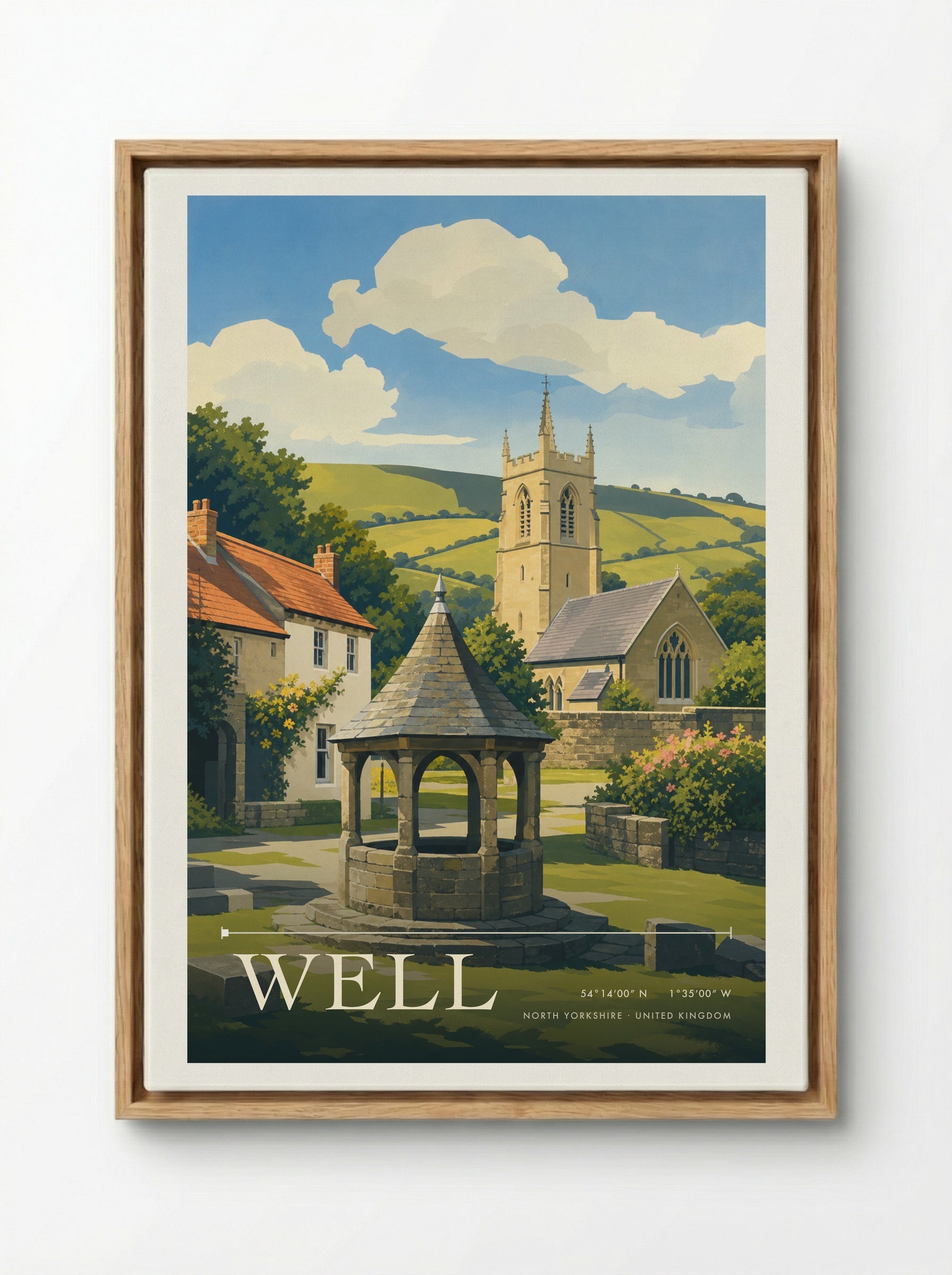 Well North Yorkshire United Kingdom Travel Poster - Framed Canvas Wood