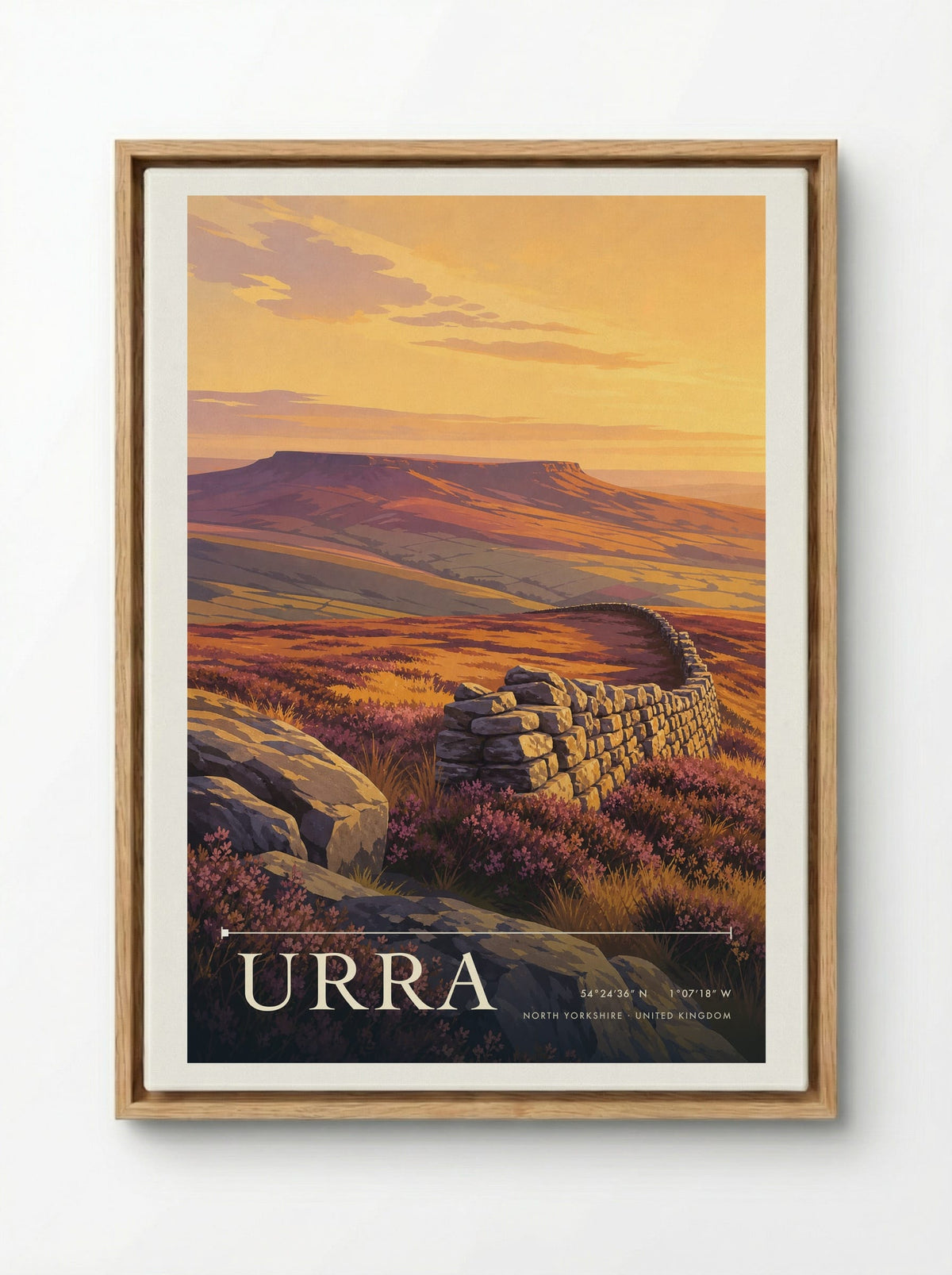 Urra North Yorkshire United Kingdom Travel Poster - Framed Canvas Wood