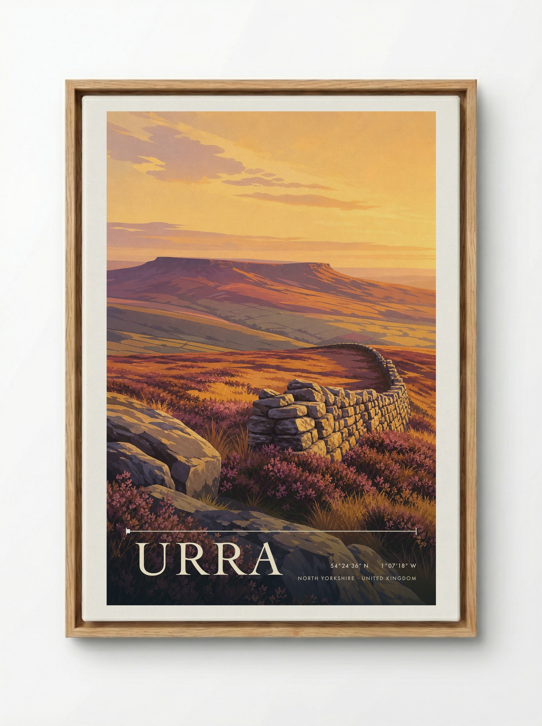 Urra North Yorkshire United Kingdom Travel Poster - Framed Canvas Wood