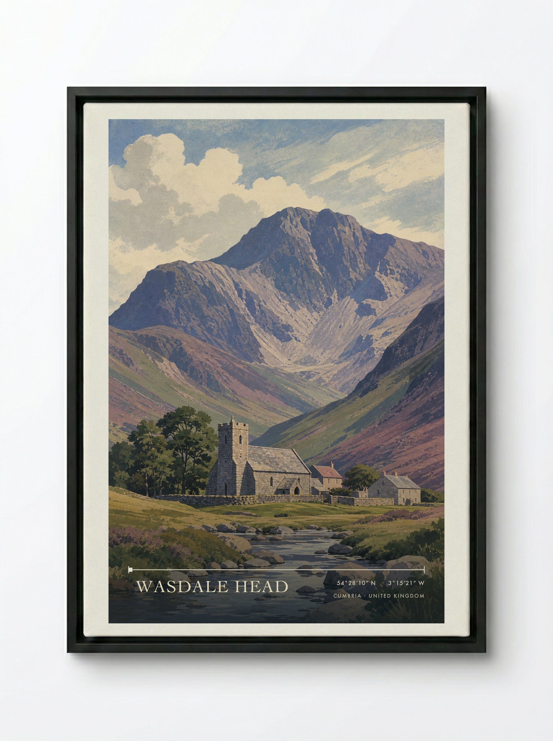 Wasdale Head Cumbria United Kingdom Travel Poster - Framed Canvas Black