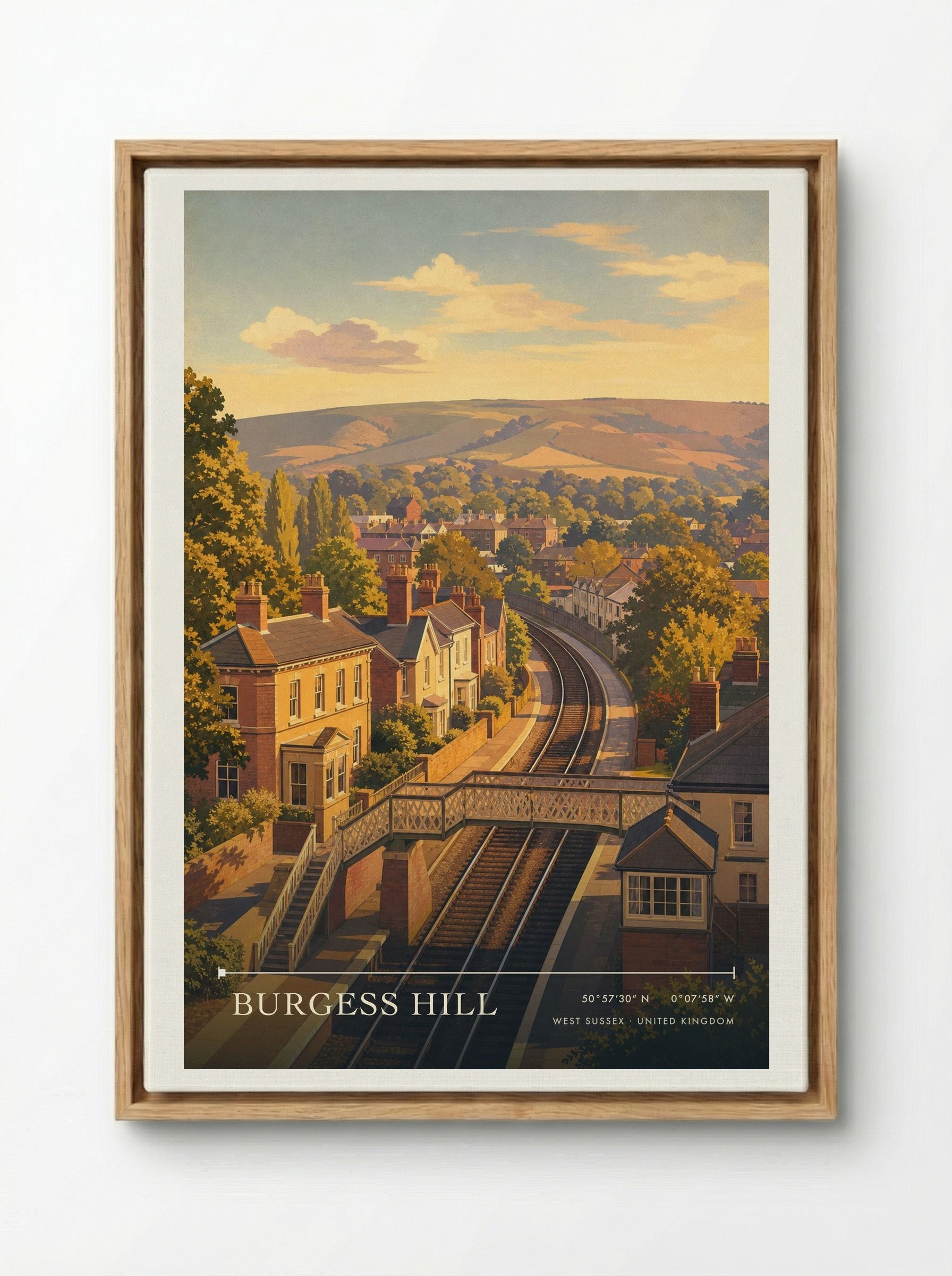 Burgess Hill West Sussex United Kingdom Travel Poster - Framed Canvas Wood