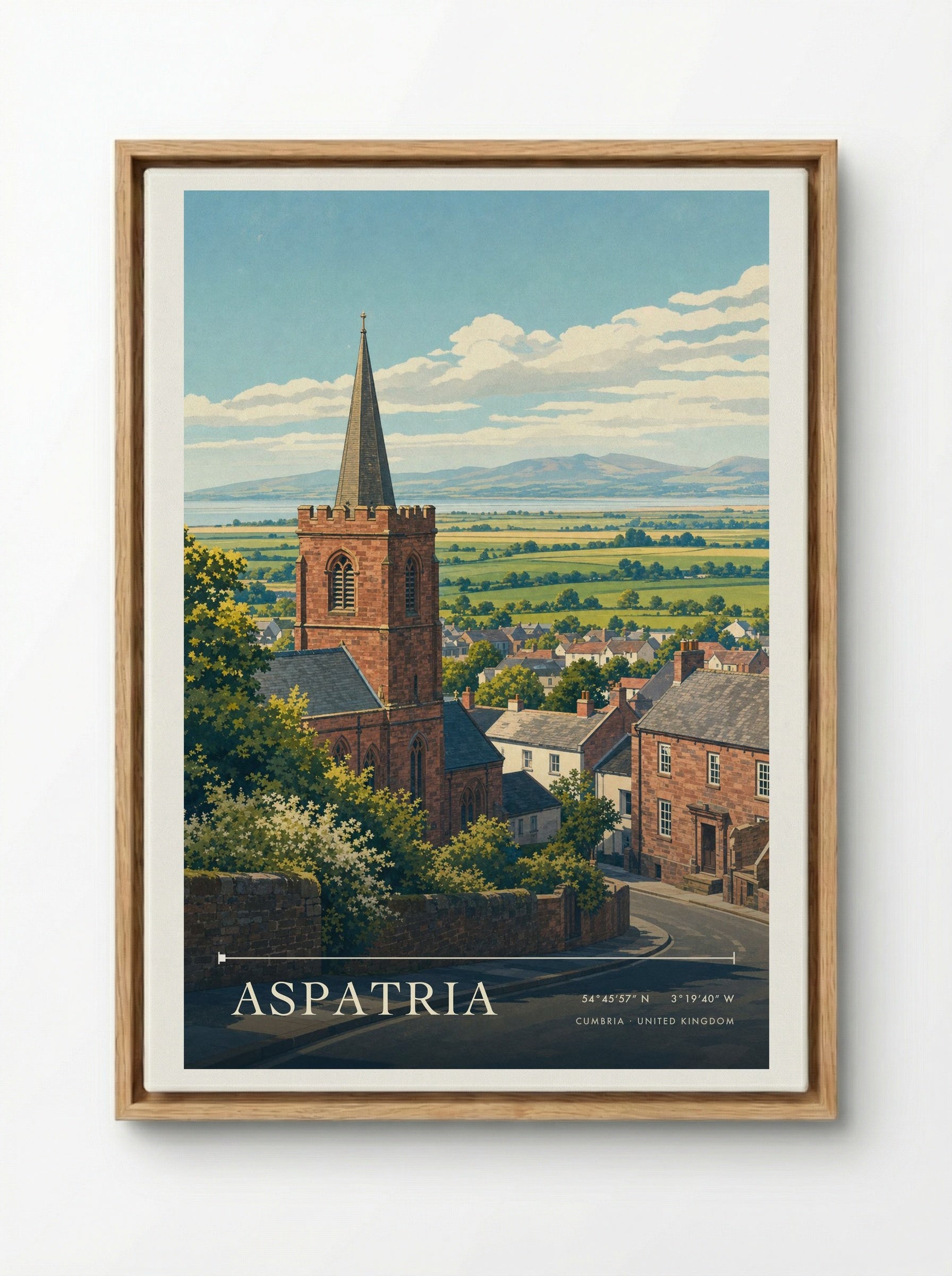 Aspatria Cumbria United Kingdom Travel Poster - Framed Canvas Wood