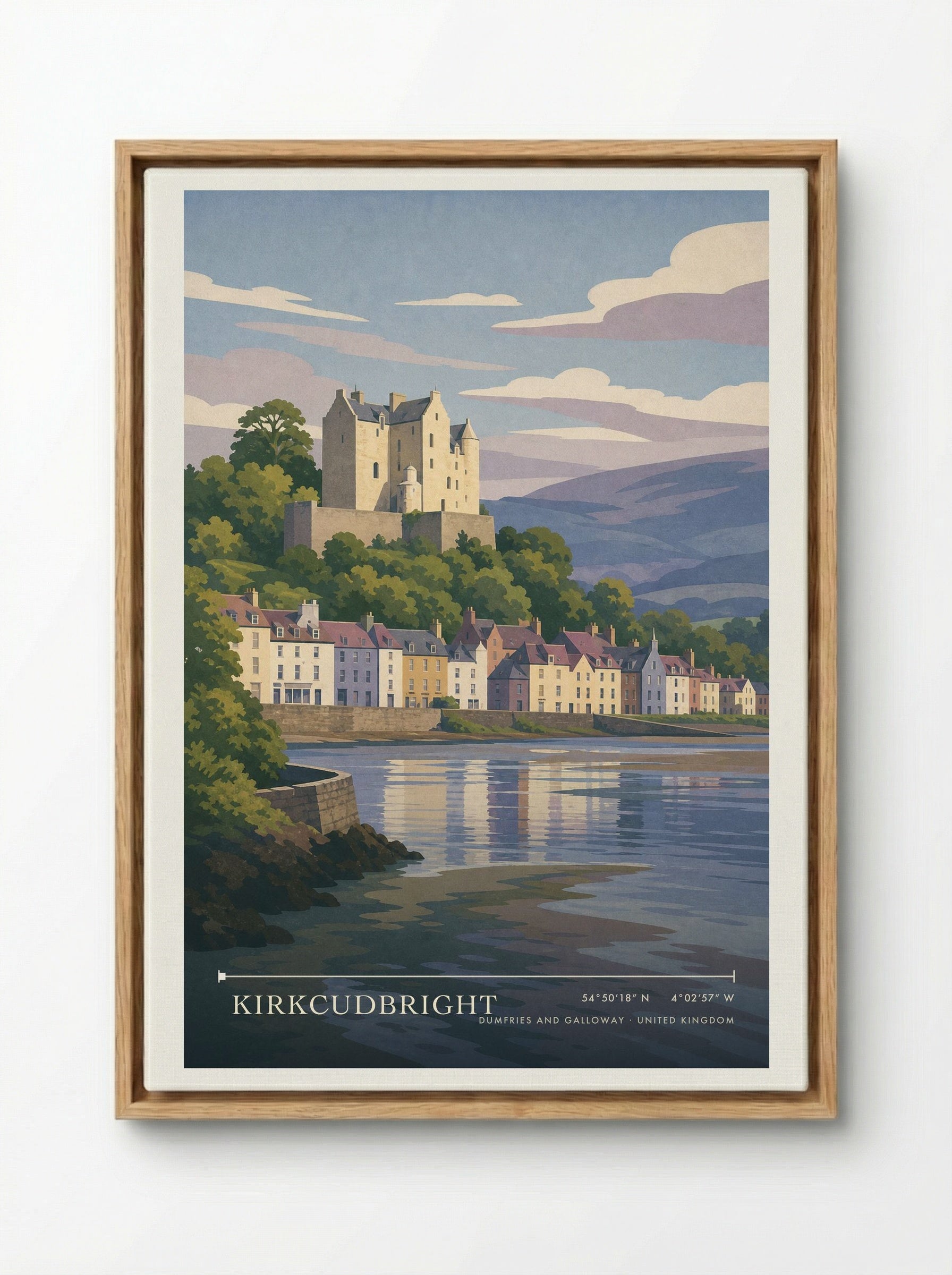 Kirkcudbright Dumfries and Galloway United Kingdom Travel Poster - Framed Canvas Wood