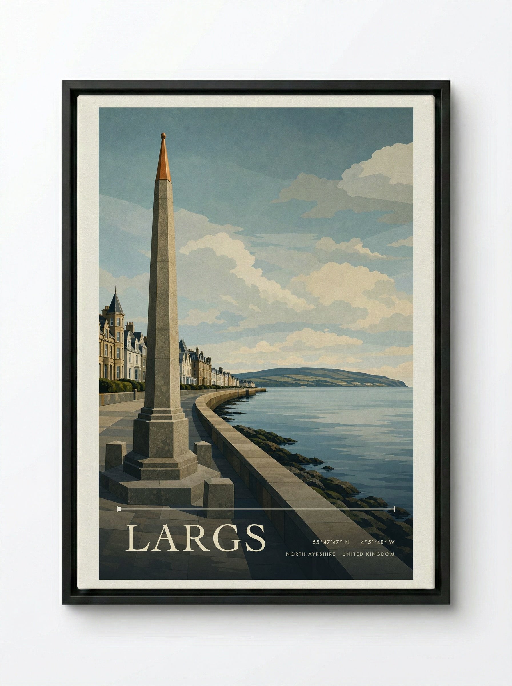 Largs North Ayrshire United Kingdom Travel Poster - Framed Canvas Black