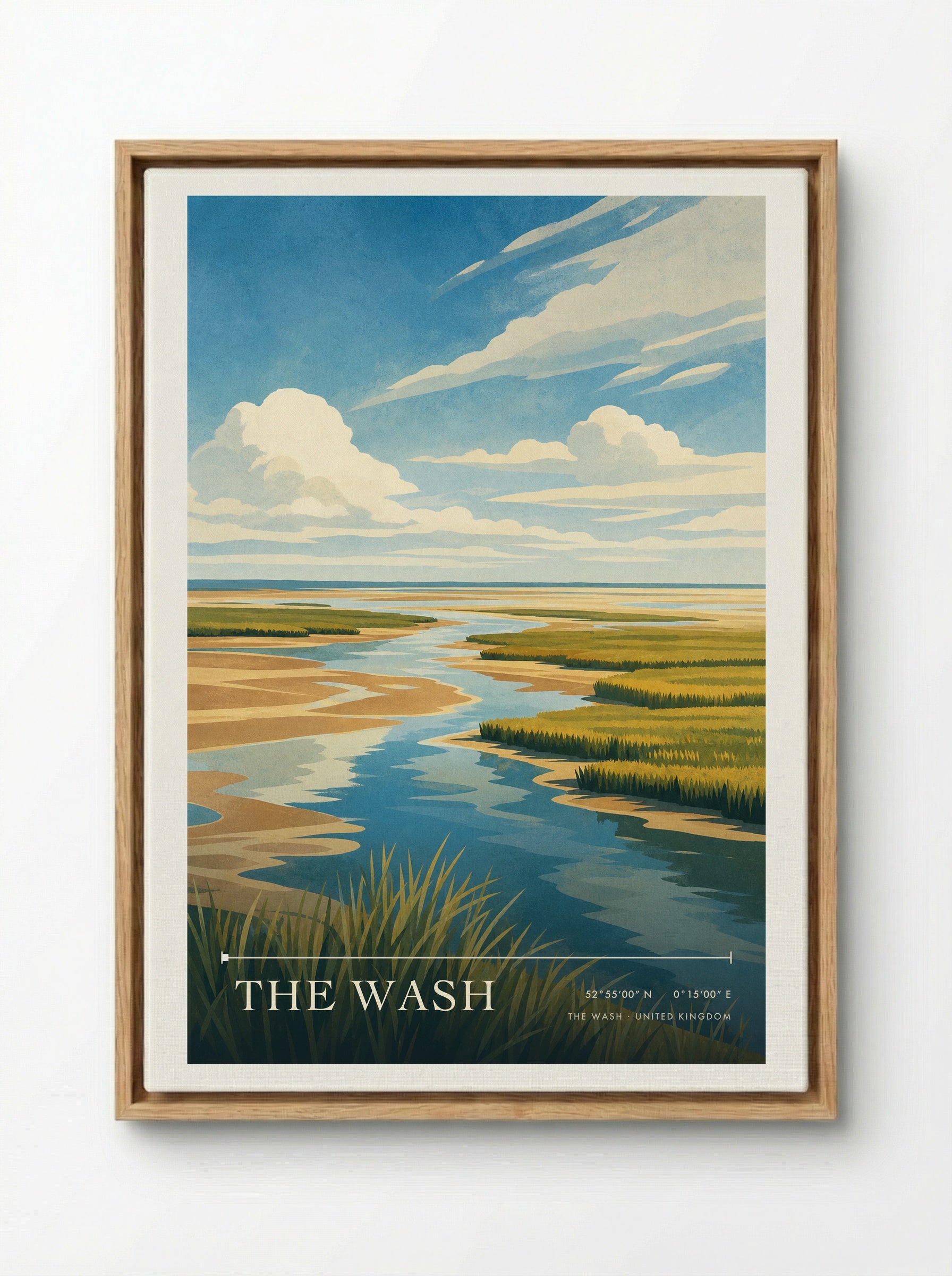 The Wash United Kingdom Travel Poster - Framed Canvas Wood