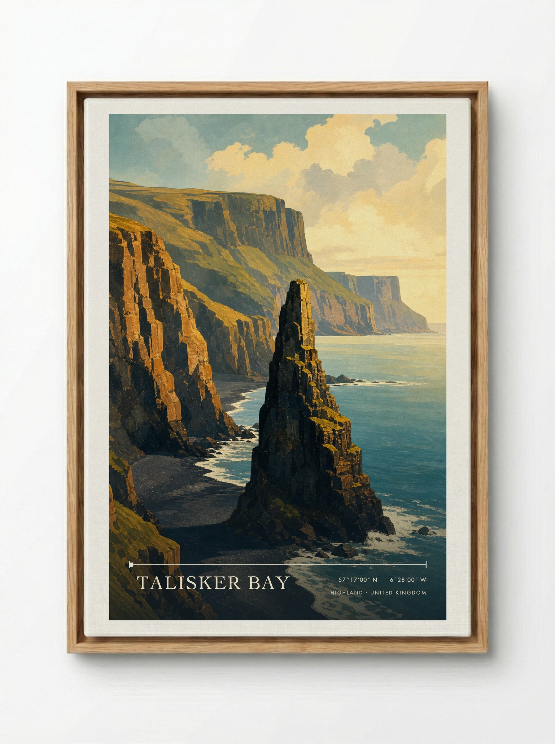 Talisker Bay Highland United Kingdom Travel Poster - Framed Canvas Wood