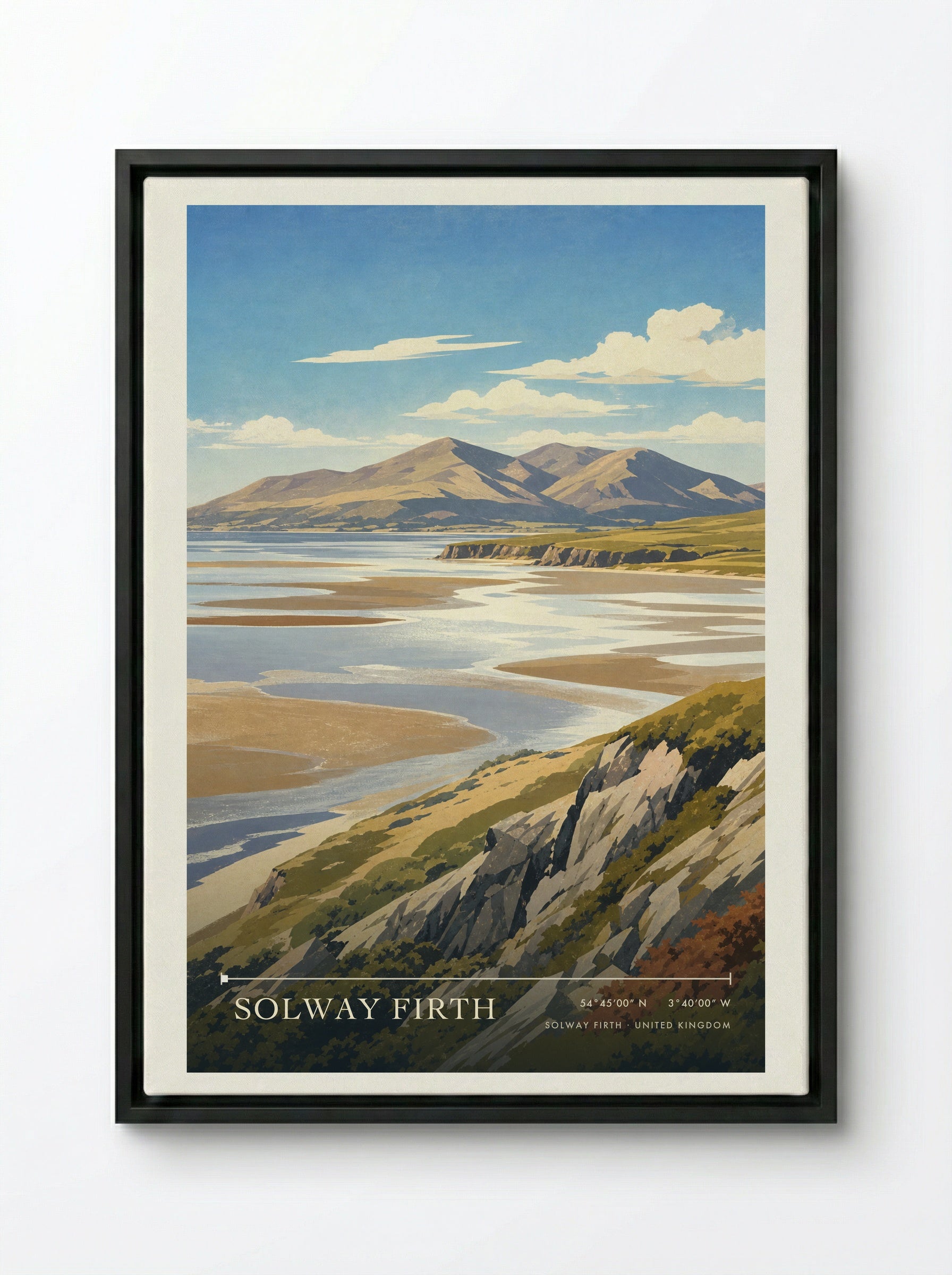 Solway Firth United Kingdom Travel Poster - Framed Canvas Black