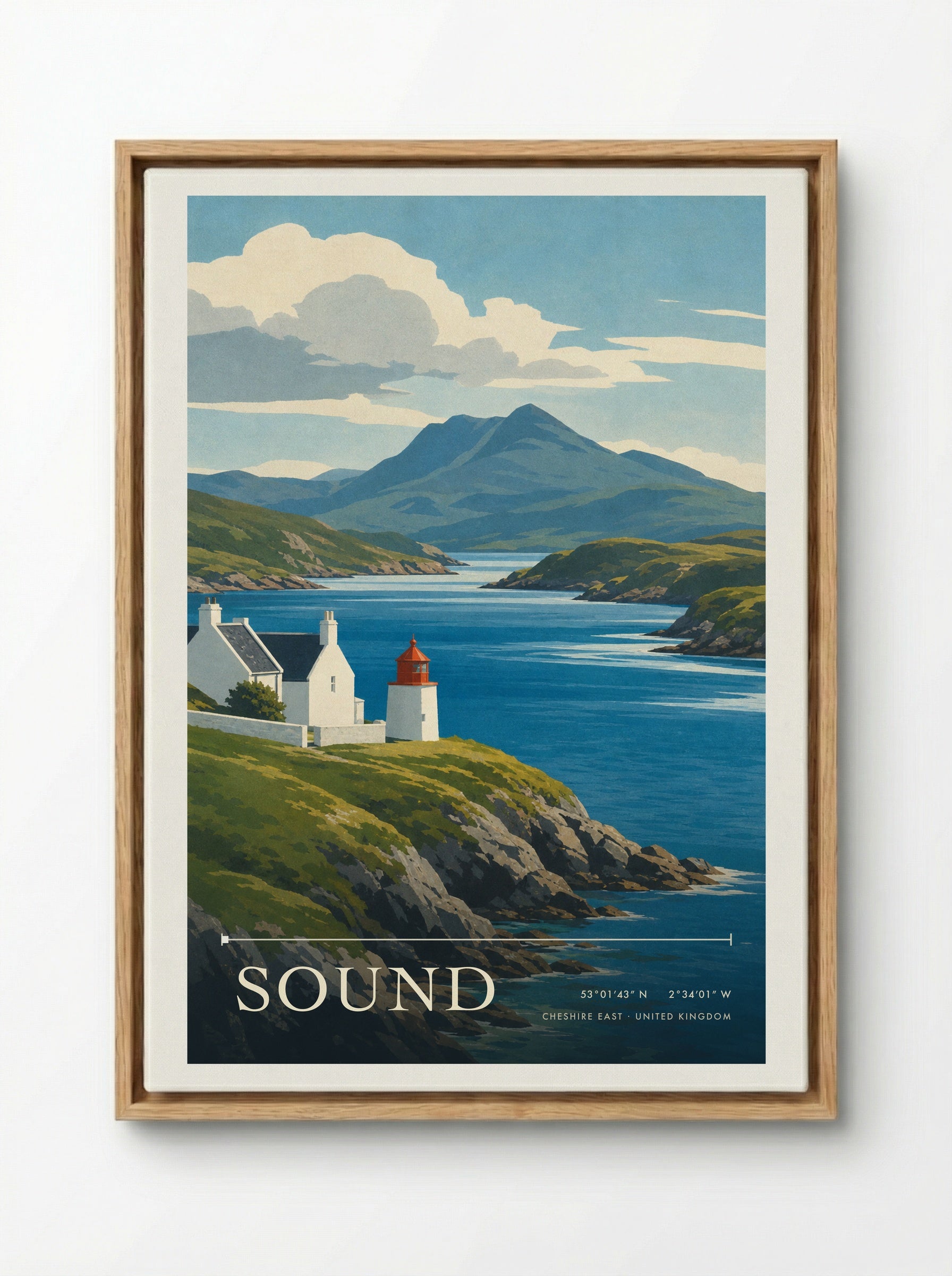 Sound Cheshire East United Kingdom Travel Poster - Framed Canvas Wood