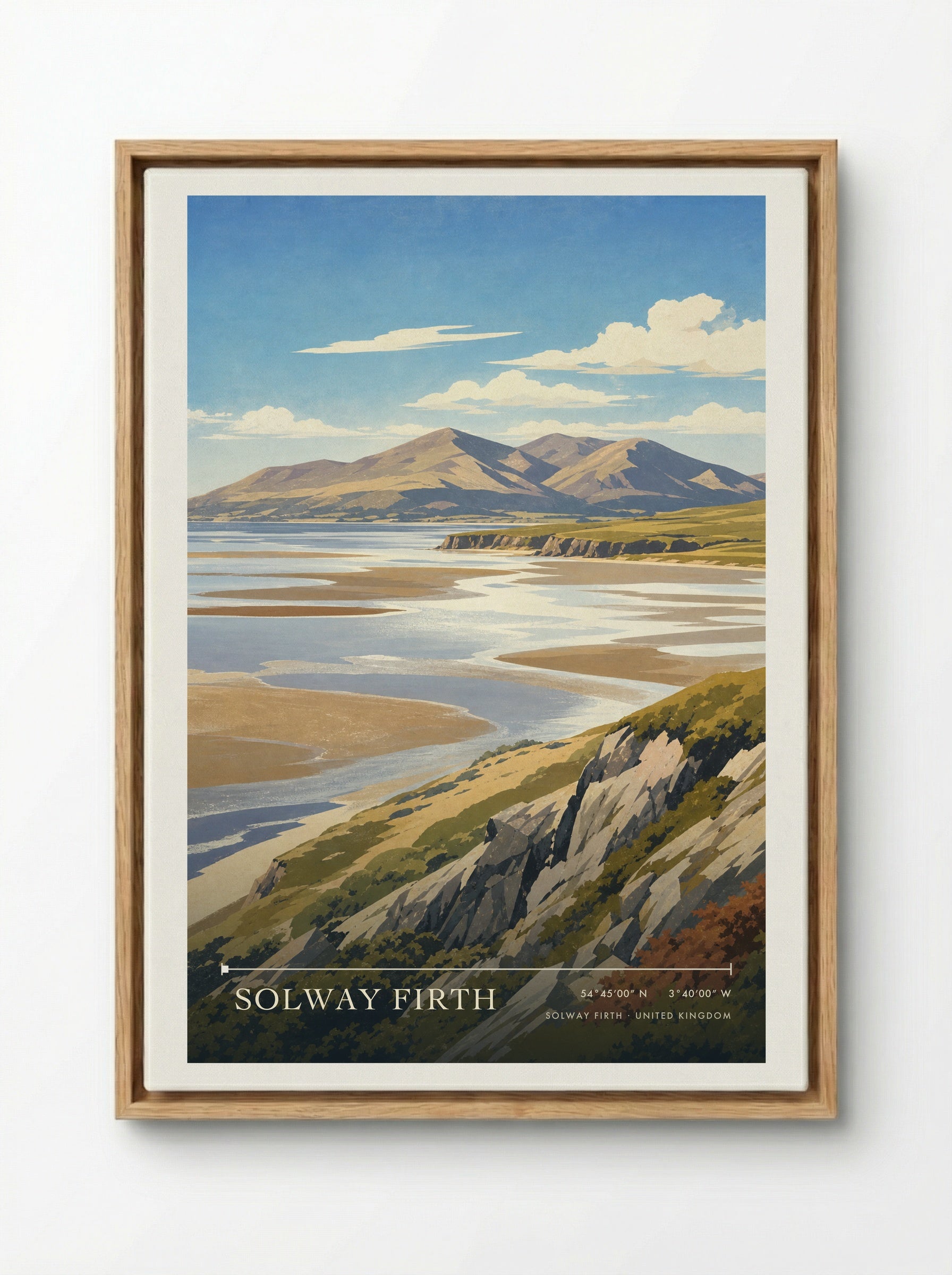 Solway Firth United Kingdom Travel Poster - Framed Canvas Wood