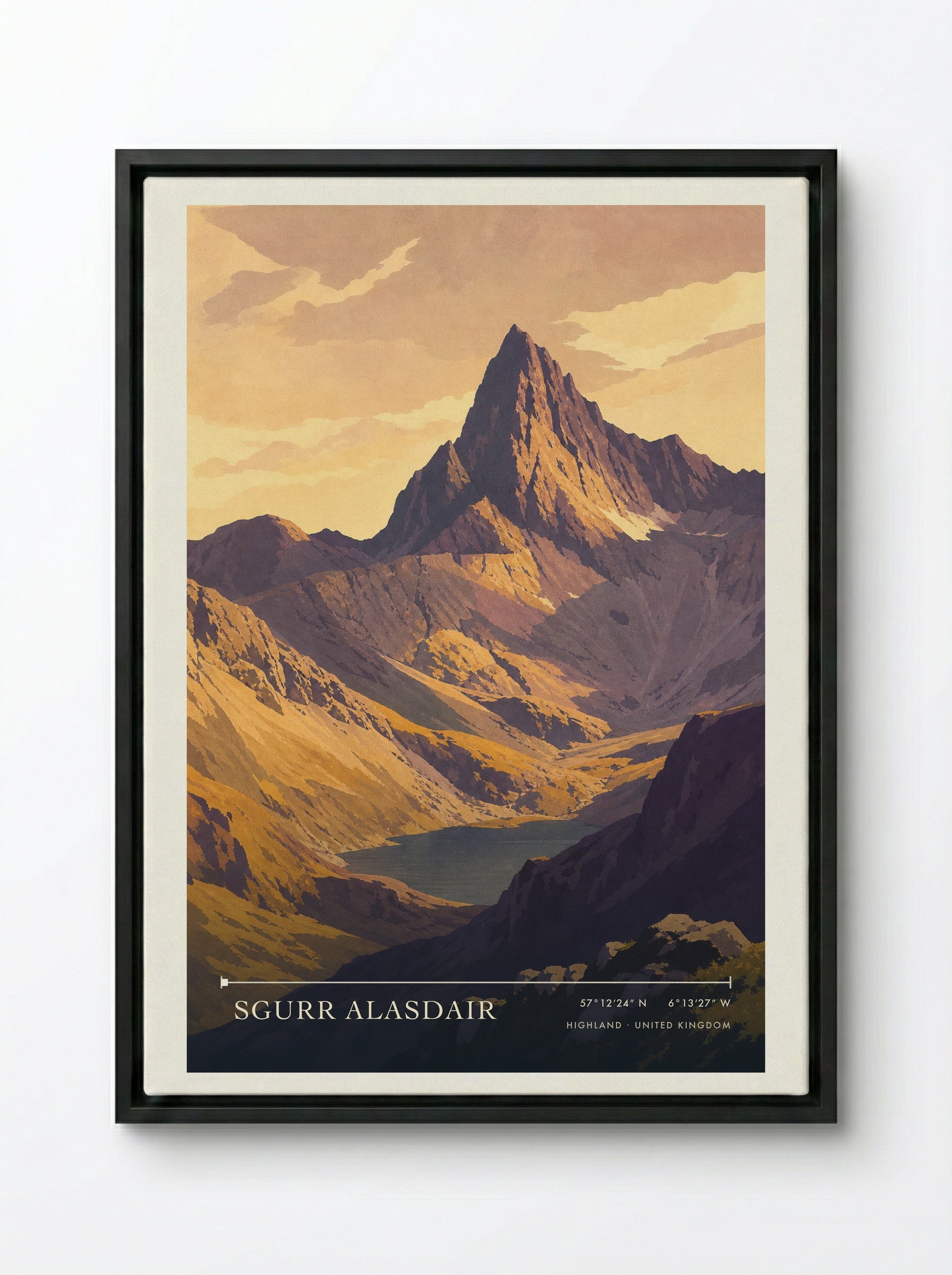 Sgurr Alasdair Highland United Kingdom Travel Poster - Framed Canvas Black