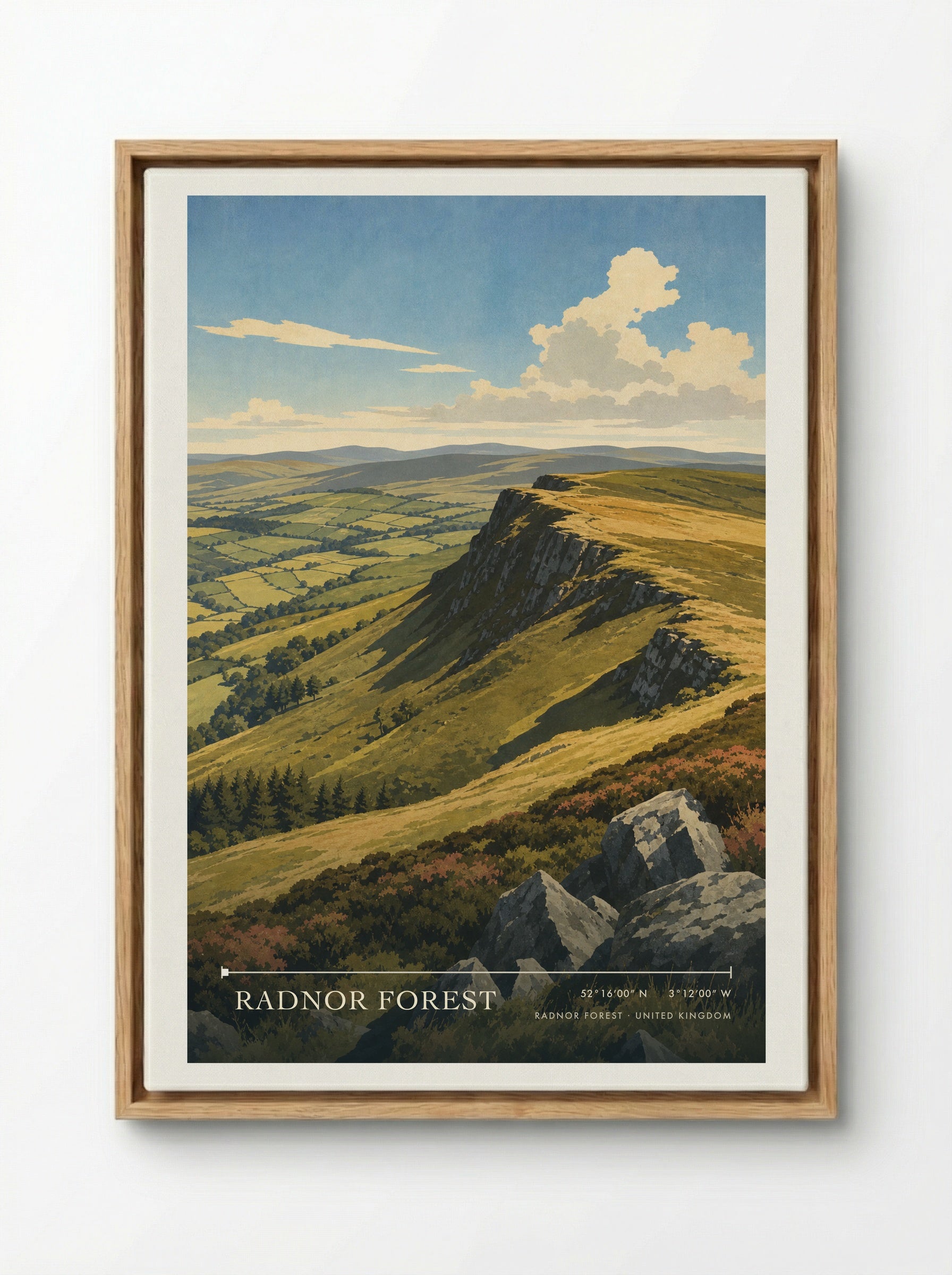 Radnor Forest United Kingdom Travel Poster - Framed Canvas Wood