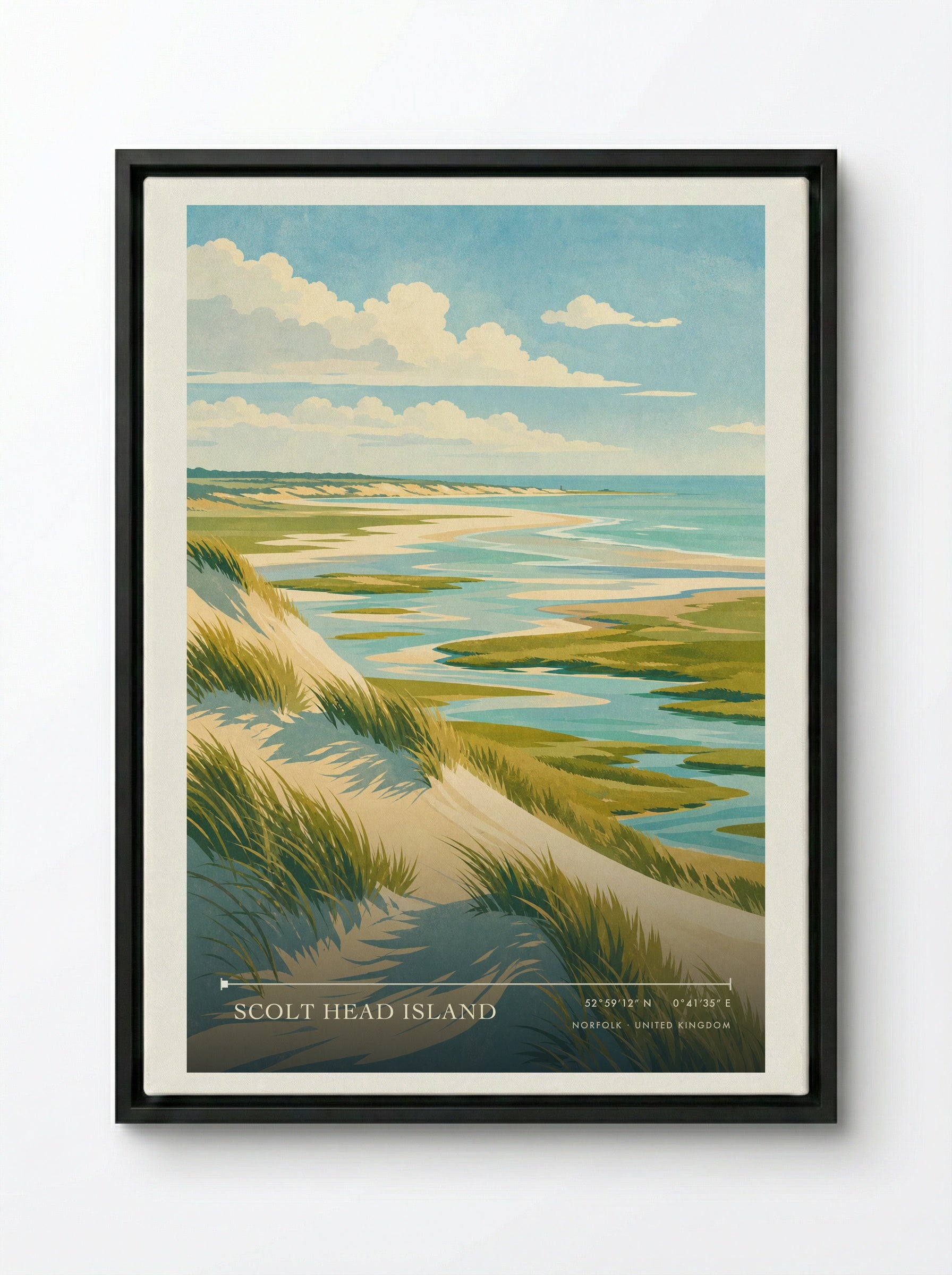 Scolt Head Island Norfolk United Kingdom Travel Poster - Framed Canvas Black