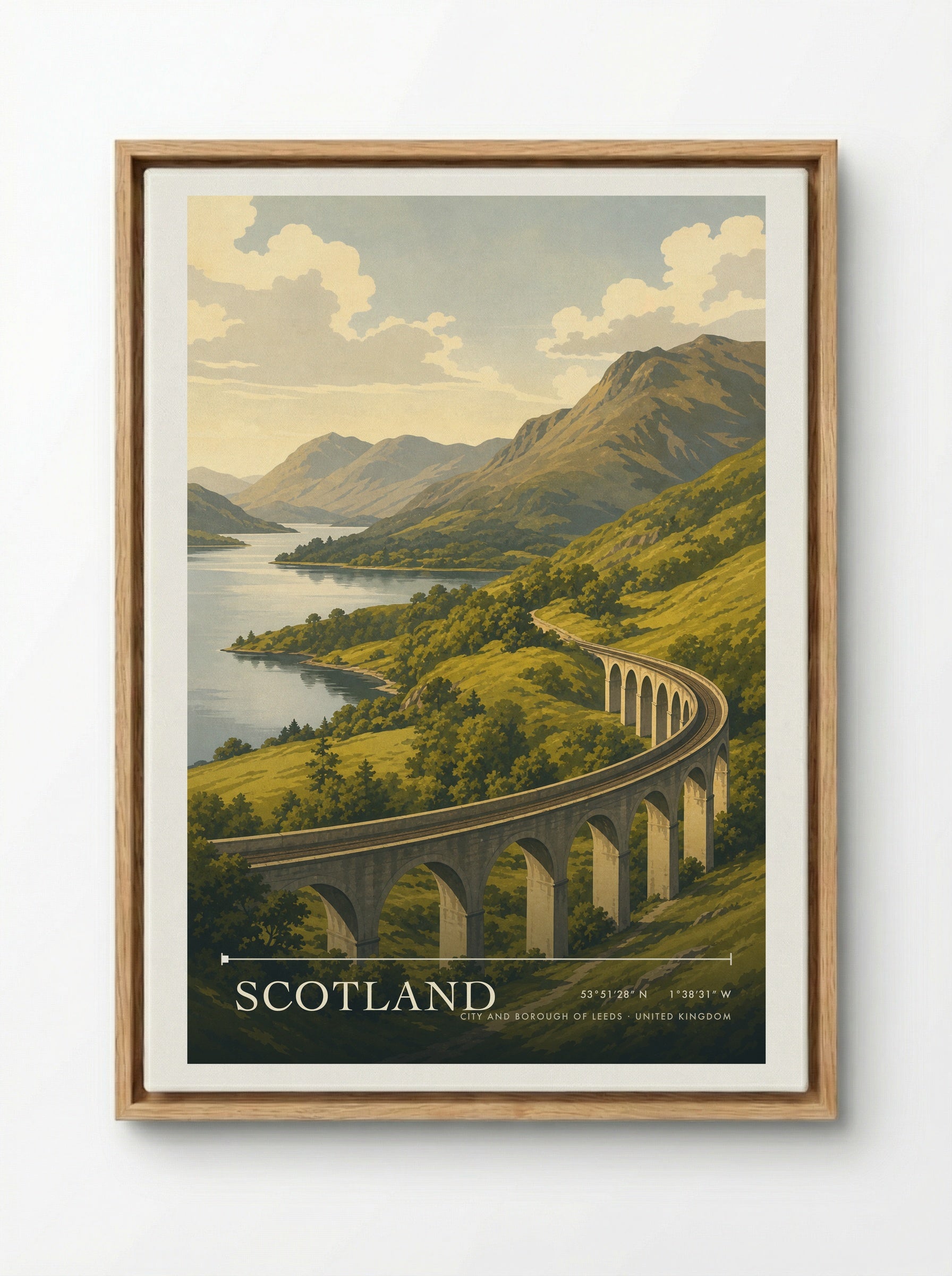 Scotland City and Borough of Leeds United Kingdom Travel Poster - Framed Canvas Wood